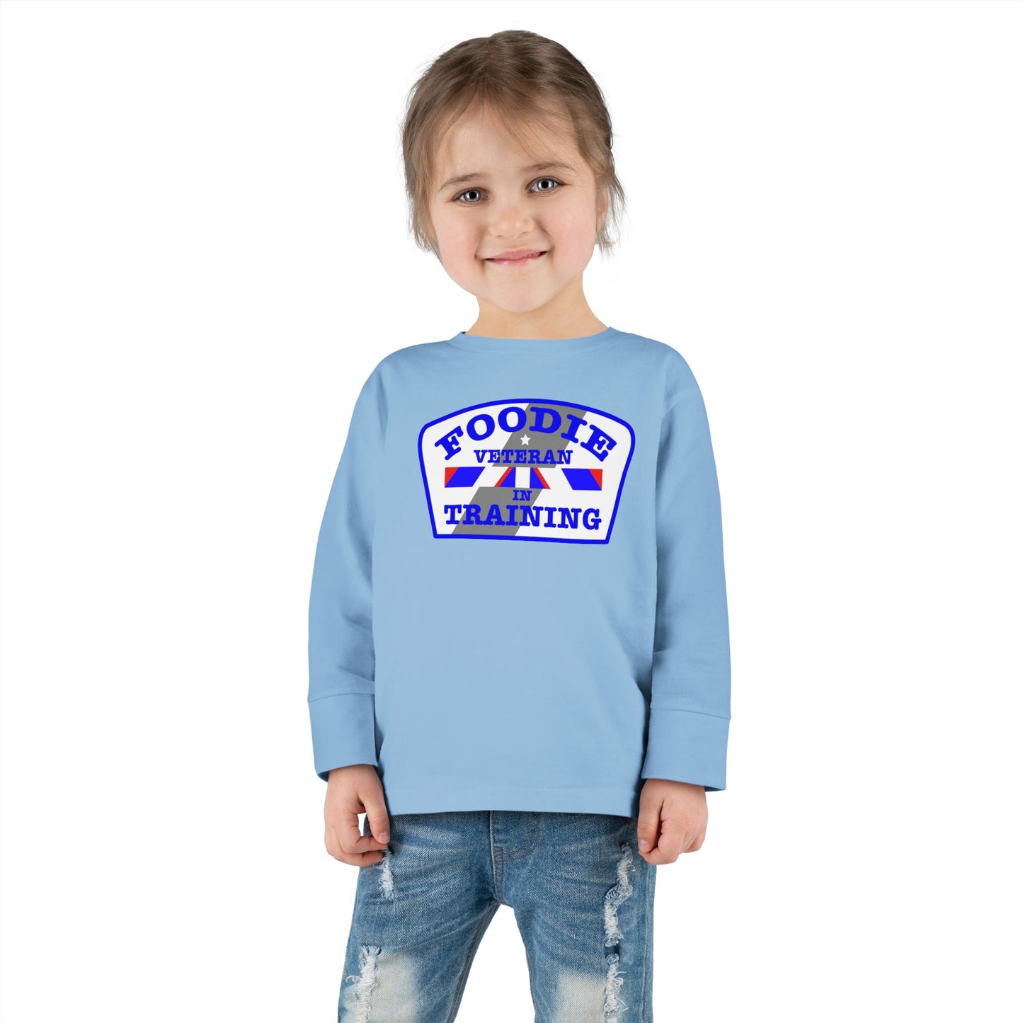 L.O.E.F Foodie Veteran In Training Toddler Long Sleeve Tee (Blue)