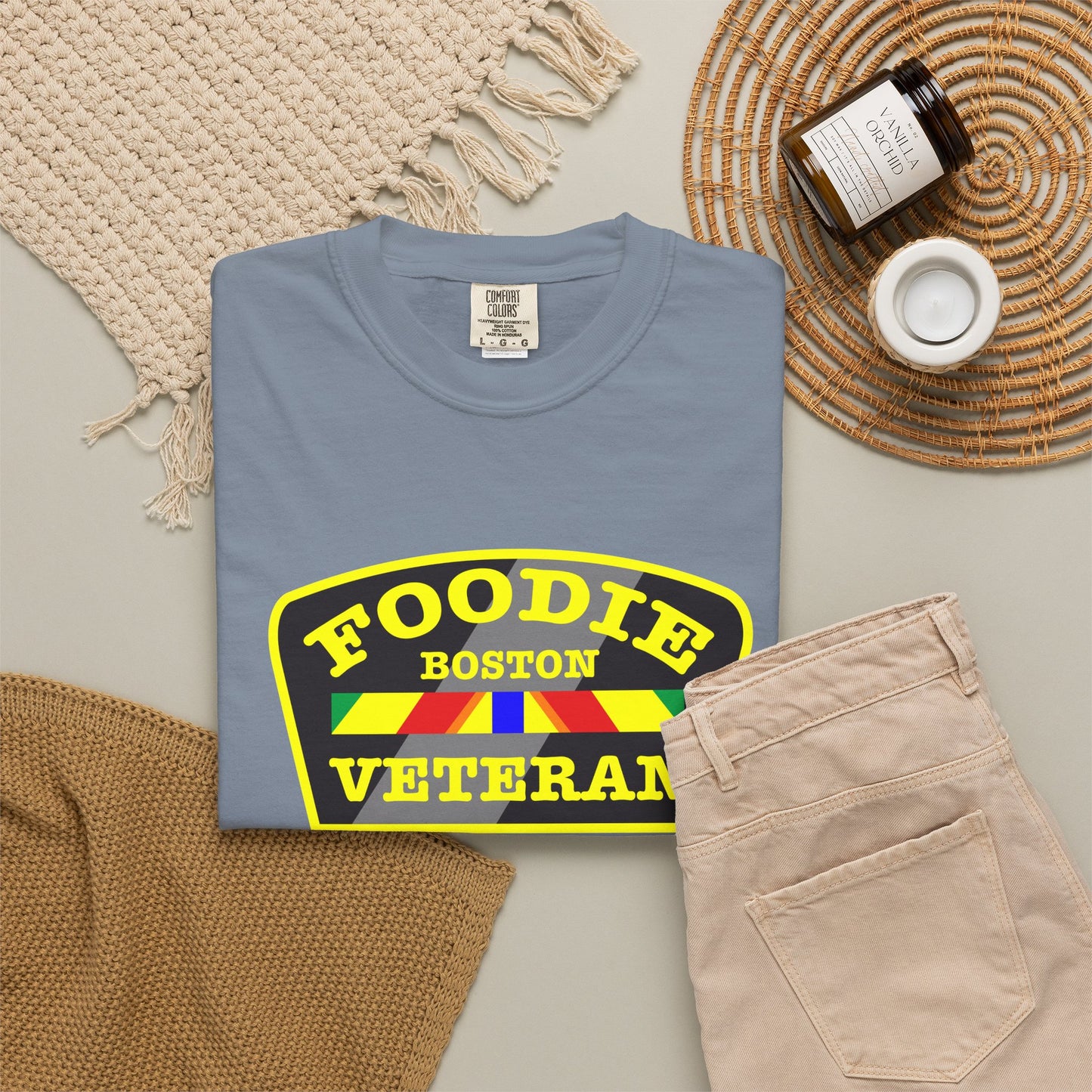 L.O.E.F Foodie Veteran BOSTON Unisex Tee Shirt (Yellow)