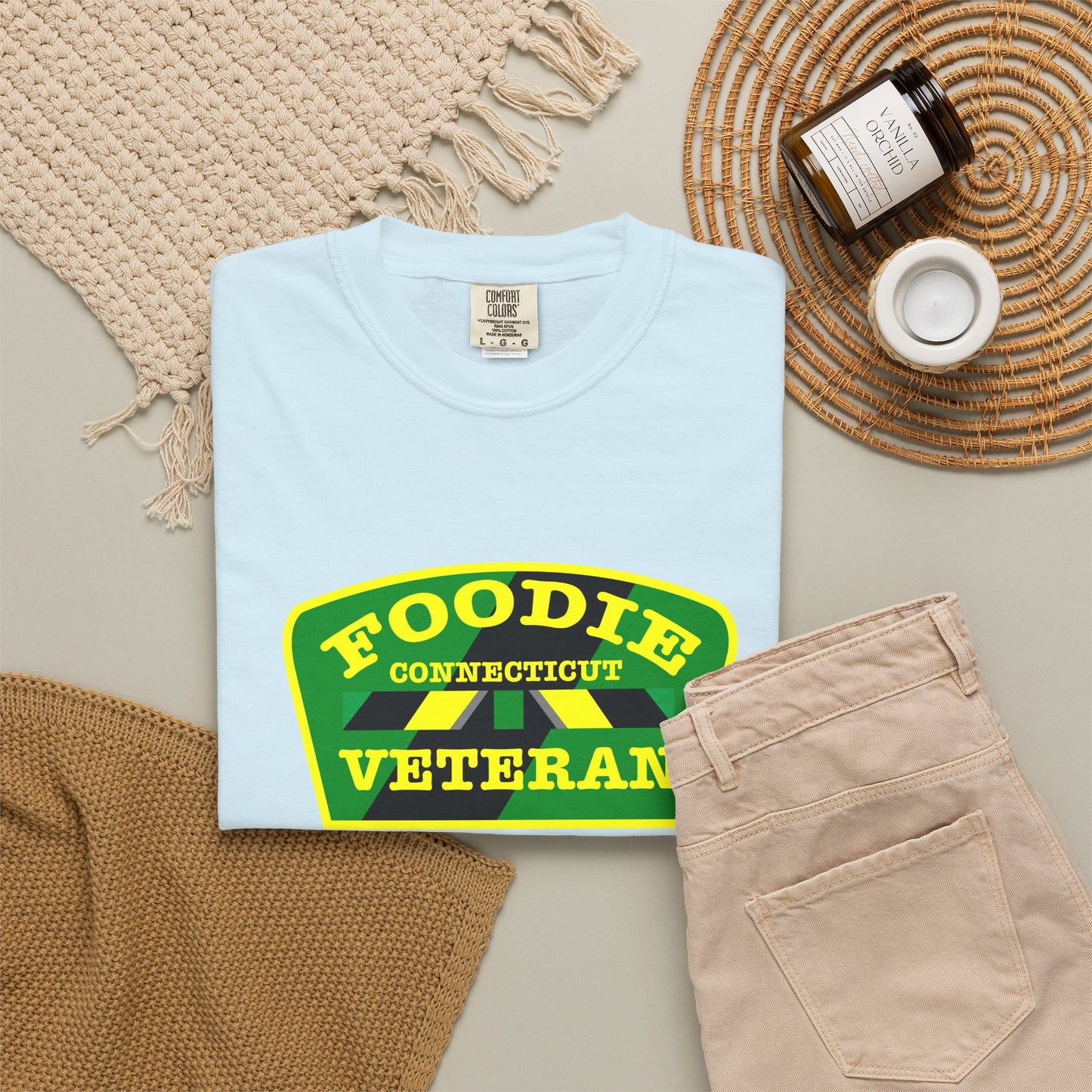 L.O.E.F Foodie Veteran CONNECTICUT Unisex Tee Shirt (Yellow)