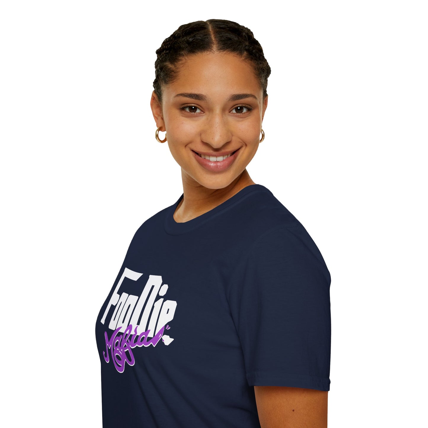 L.O.E.F White Foodie Mafia Unisex Tee Shirt  (Purple)