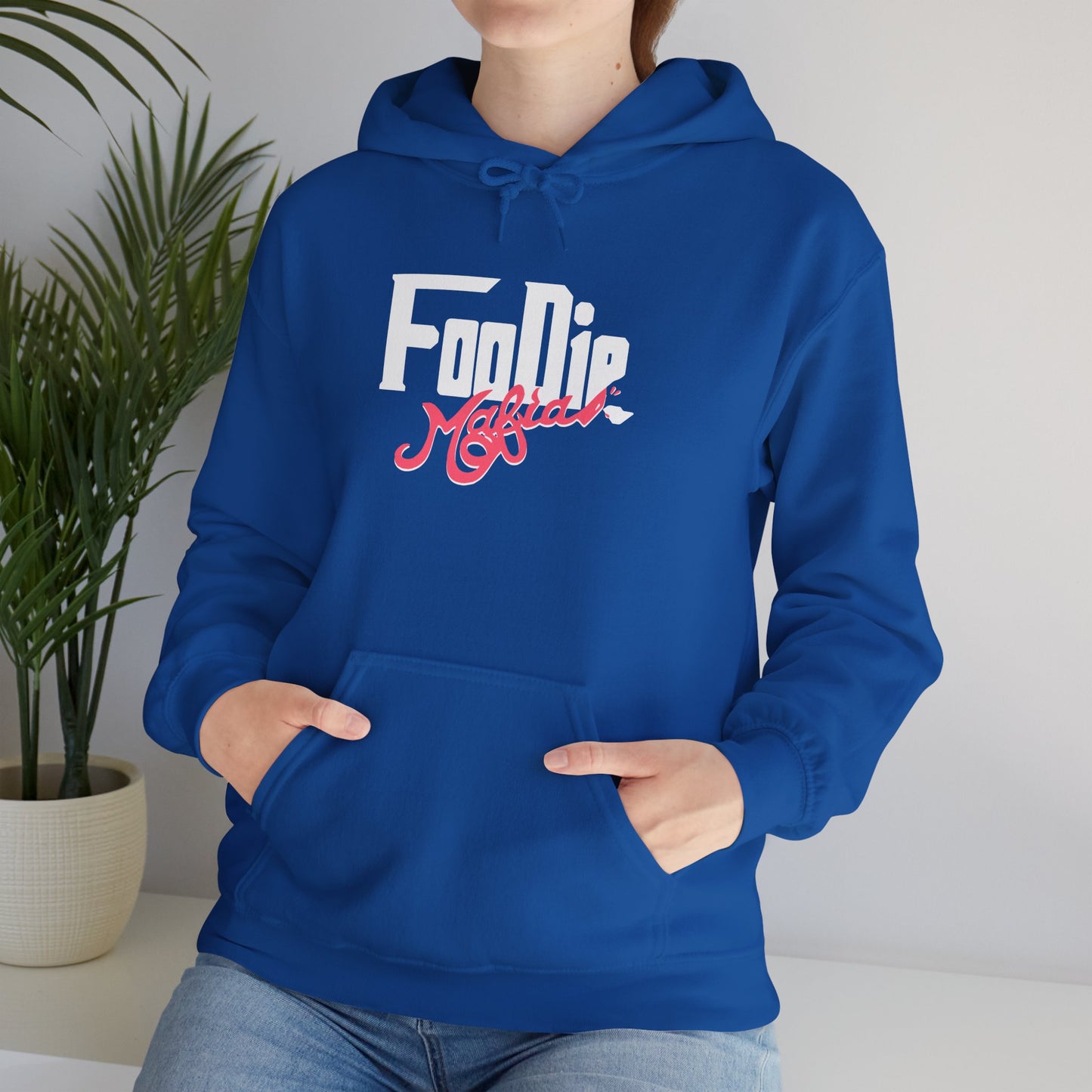 L.O.E.F White Foodie Mafia Unisex Hooded Sweatshirt (Fiery Red)