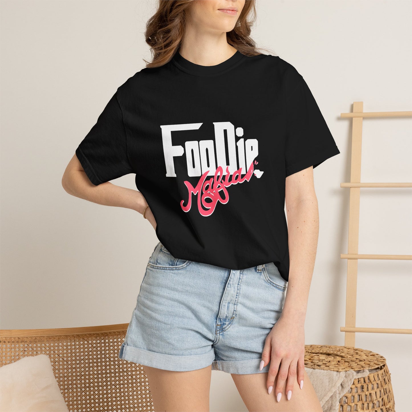 L.O.E.F White Foodie Mafia Unisex Tee shirt (Fiery Red)