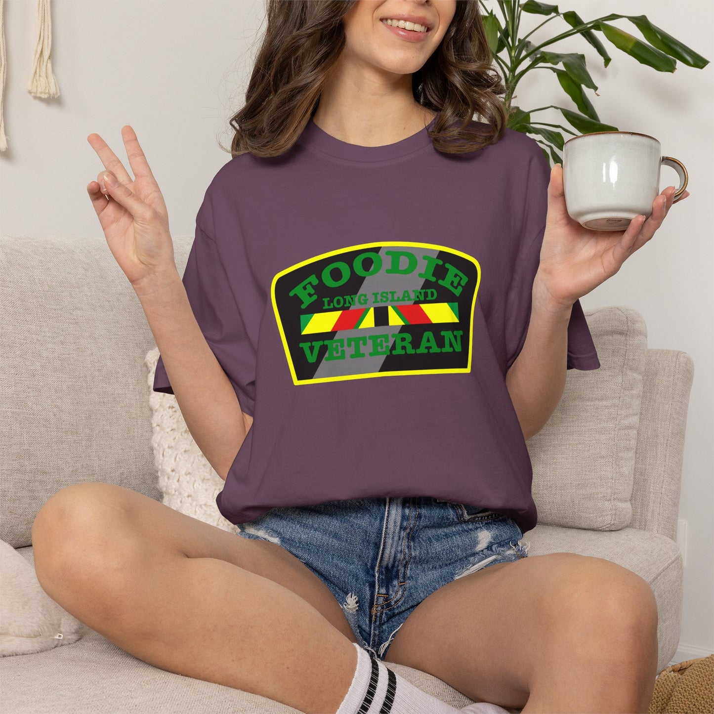 L.O.E.F Foodie Veteran Long Island Unisex Tee Shirt (Green)
