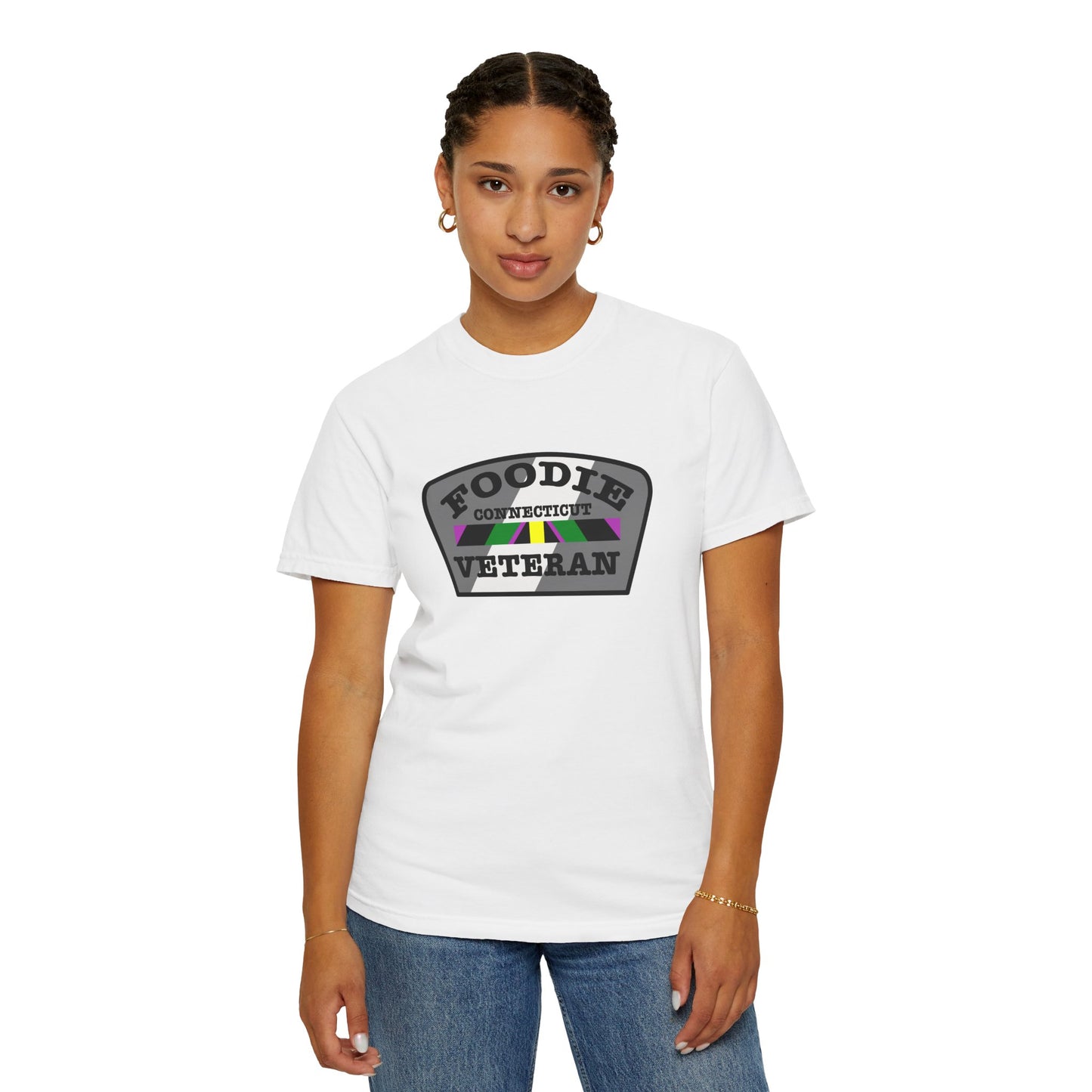 L.O.E.F Foodie Veteran CONNECTICUT Unisex Tee Shirt (Black)