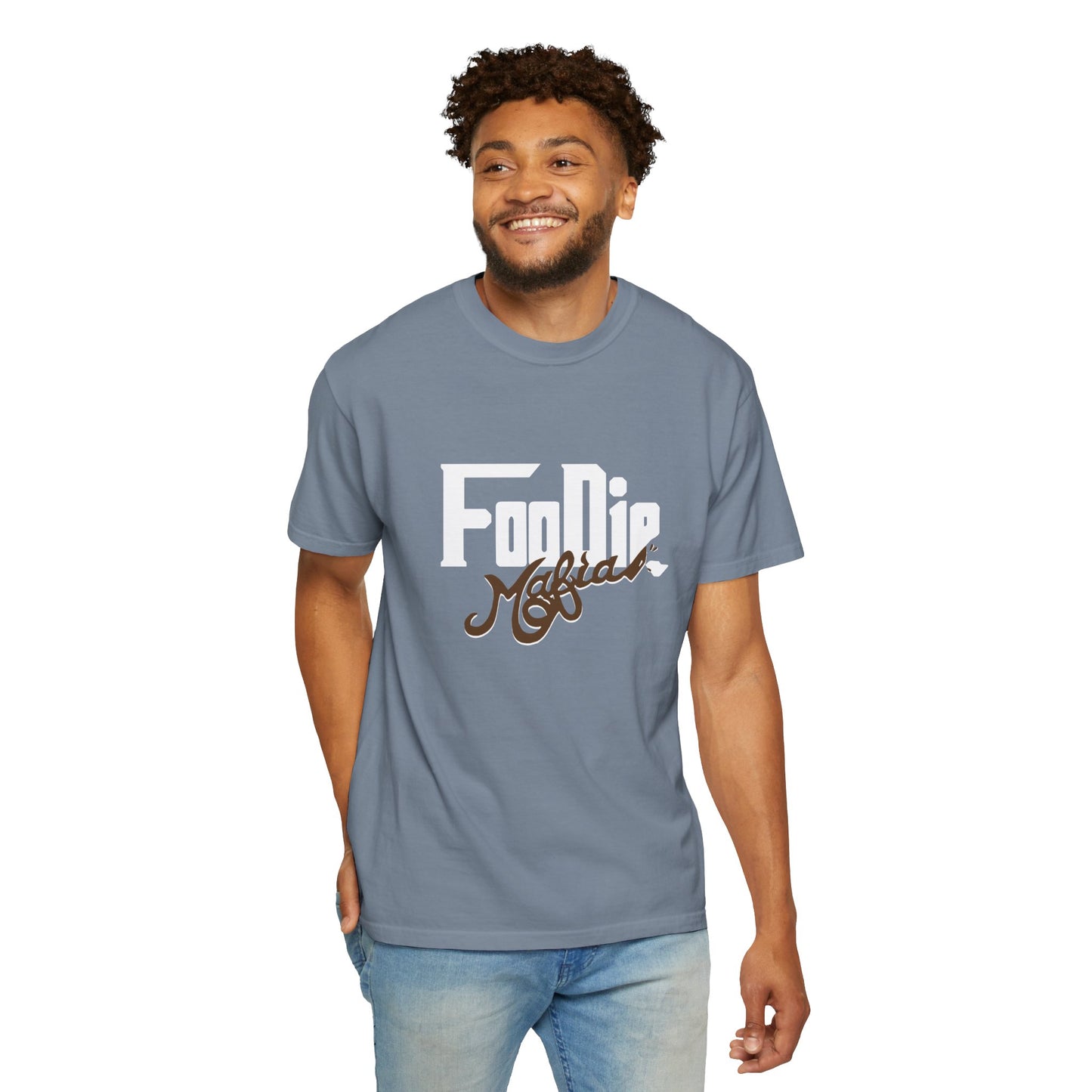 L.O.E.F White Foodie Mafia Unisex Tee shirt (Dark Brown)