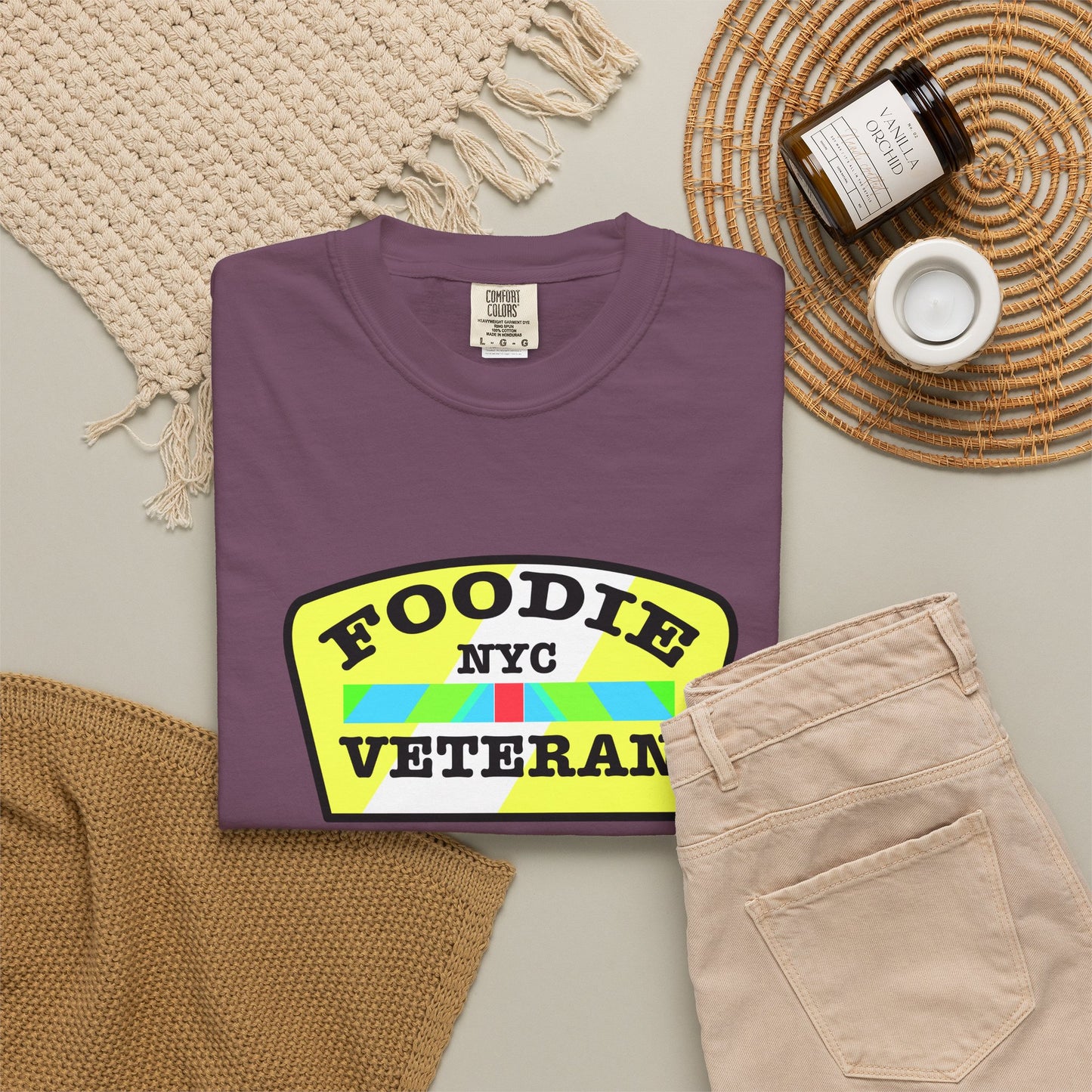 L.O.E.F Foodie Veteran NYC Unisex Tee Shirt (Yellow and Black)