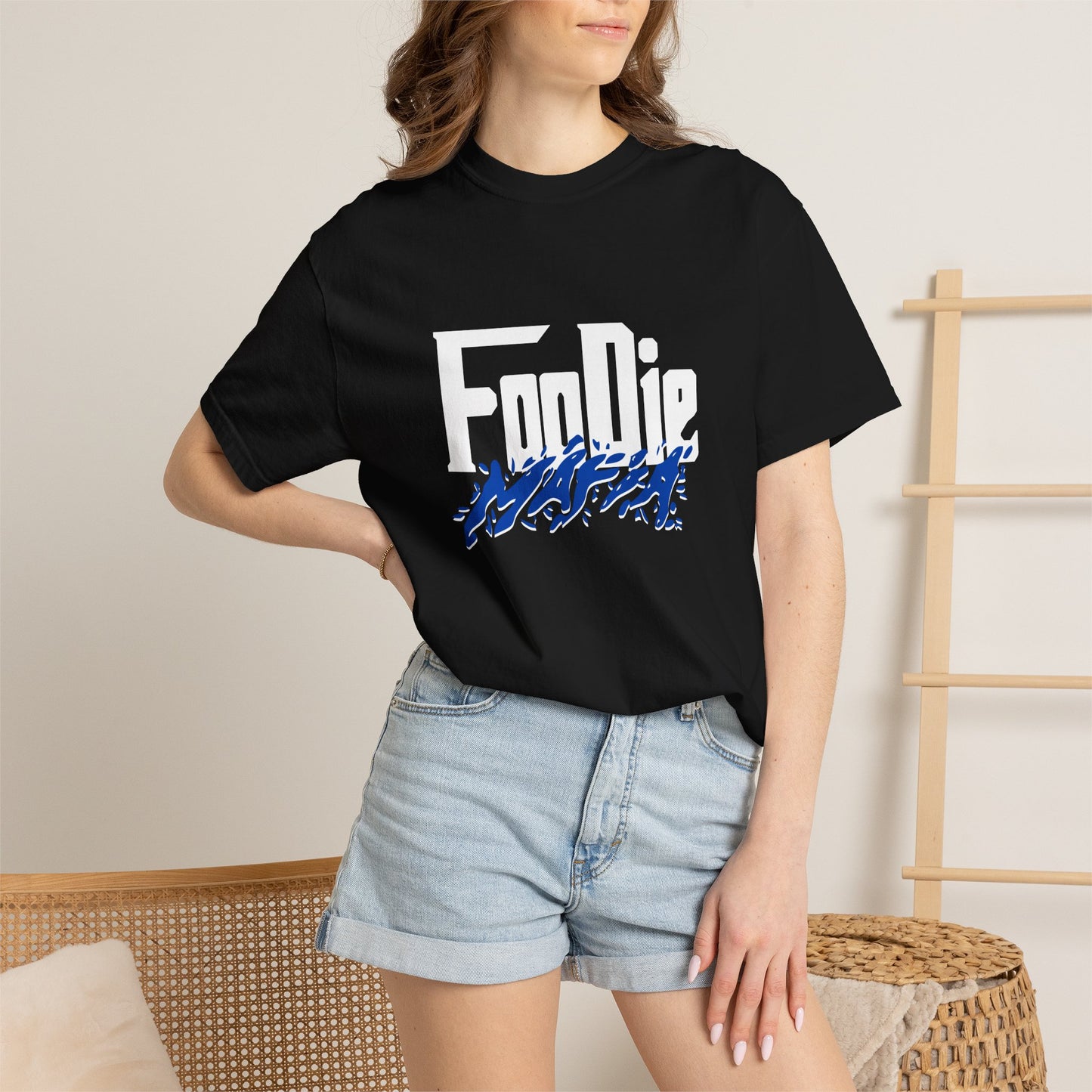 L.O.E.F White Foodie Mafia Unisex Tee shirt (Cobalt Blue)