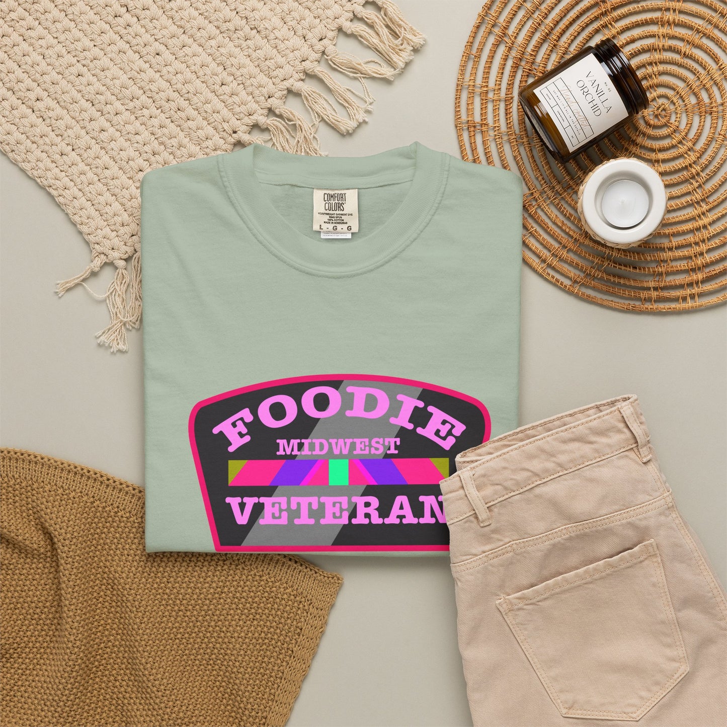 L.O.E.F Foodie Veteran MIDWEST Unisex Tee Shirt (Pink)