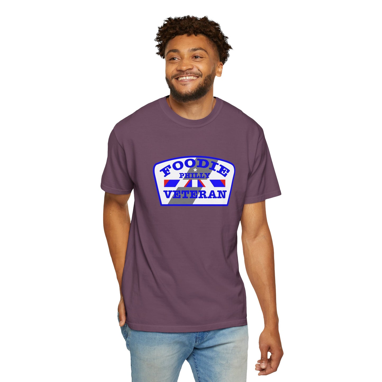 L.O.E.F Foodie Veteran PHILLY Unisex Tee Shirt (Blue)