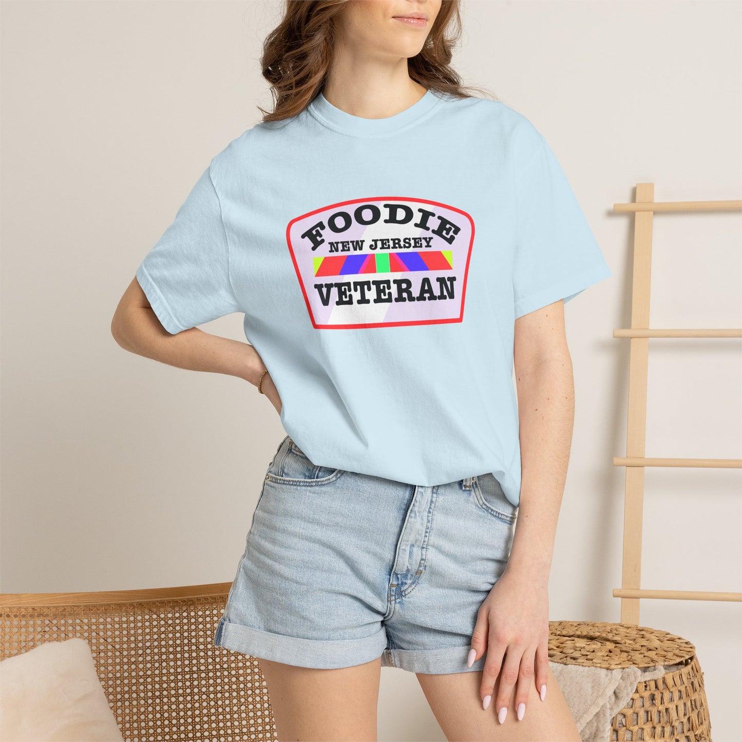 L.O.E.F Foodie Veteran NEW JERSEY Unisex Tee Shirt (Soft Pink)