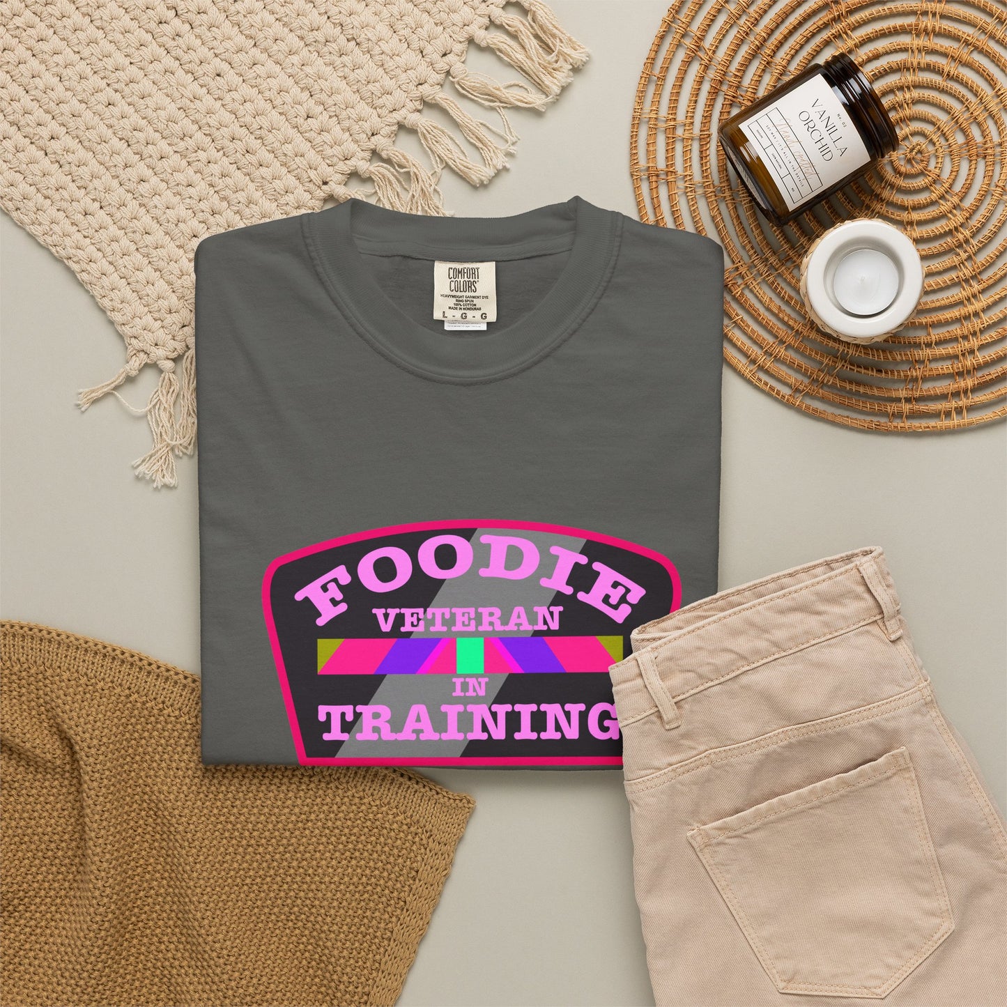 L.O.E.F Foodie Veteran IN TRAINING Unisex Tee Shirt (Pink)