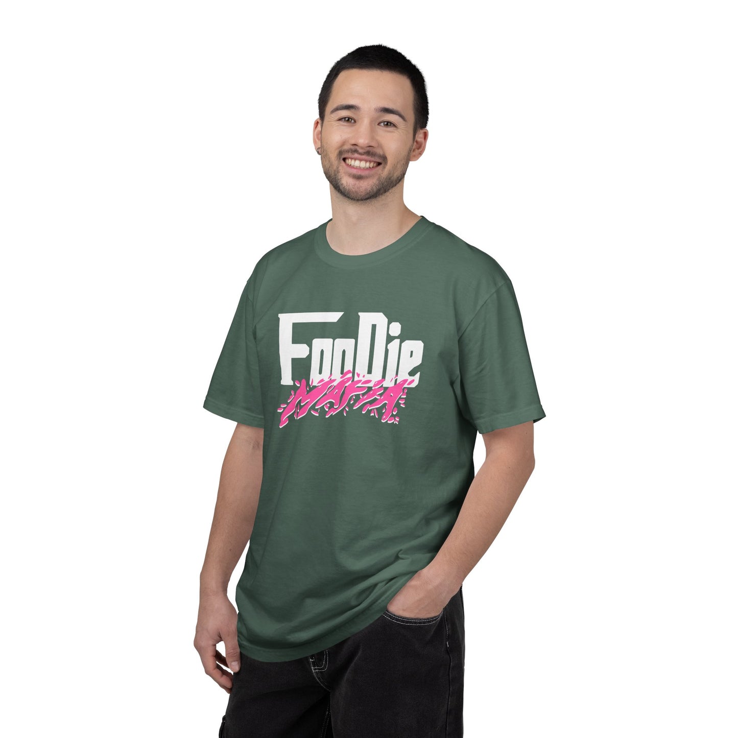 L.O.E.F White Foodie Mafia Unisex Tee Shirt (Hot Pink)