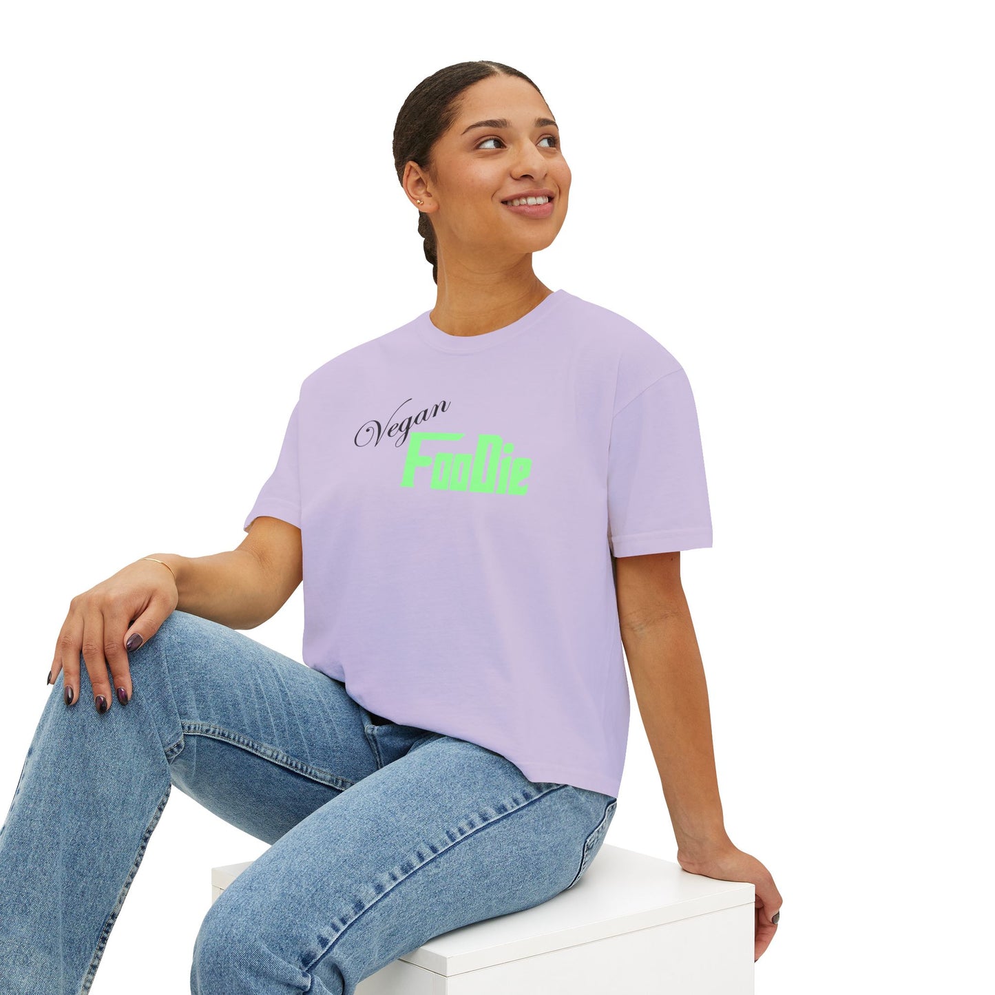 L.OE.F Women Vegan Foodie Boxy Tee (Mint Green)