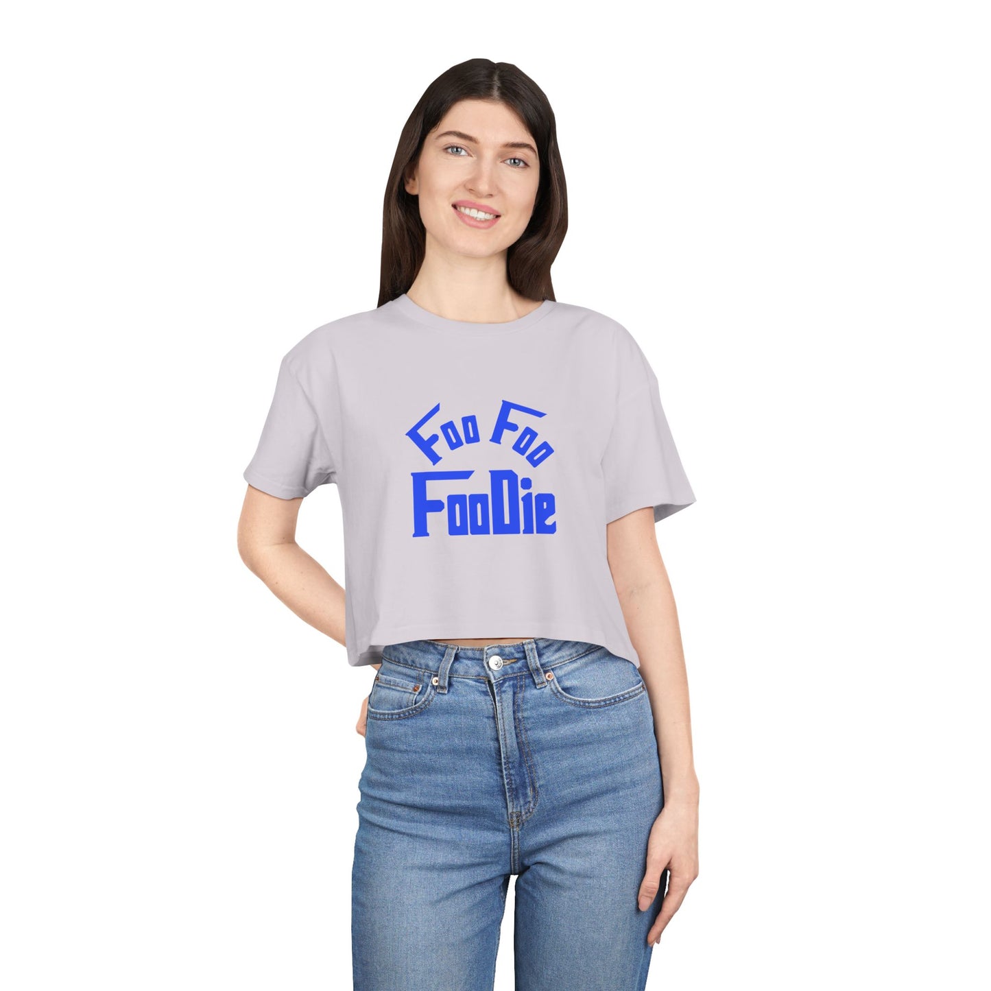 L.O.E.F FOO FOO FOODIE Women Crop Tee(Dark Blue)