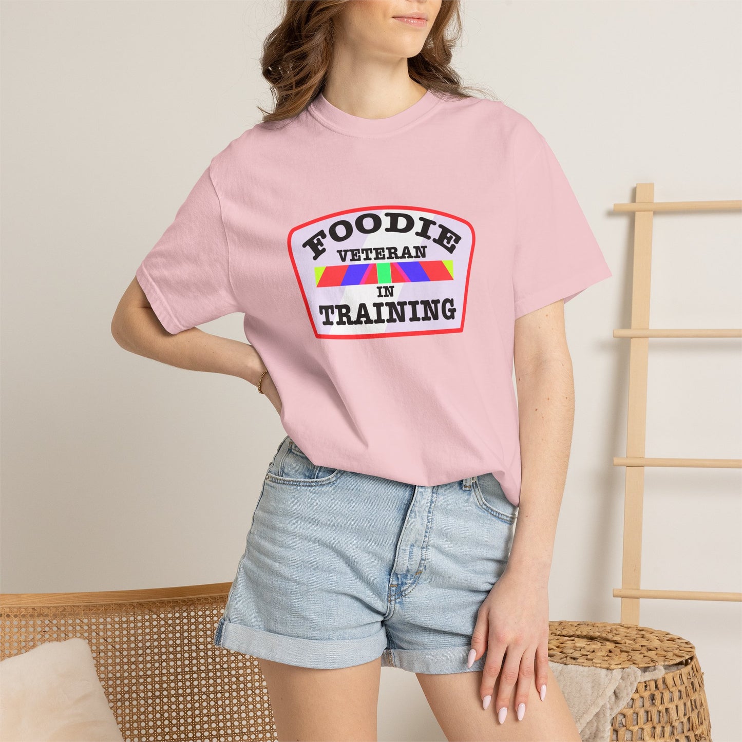 L.O.E.F Foodie Veteran IN TRAINING Unisex Tee Shirt (Soft Pink)