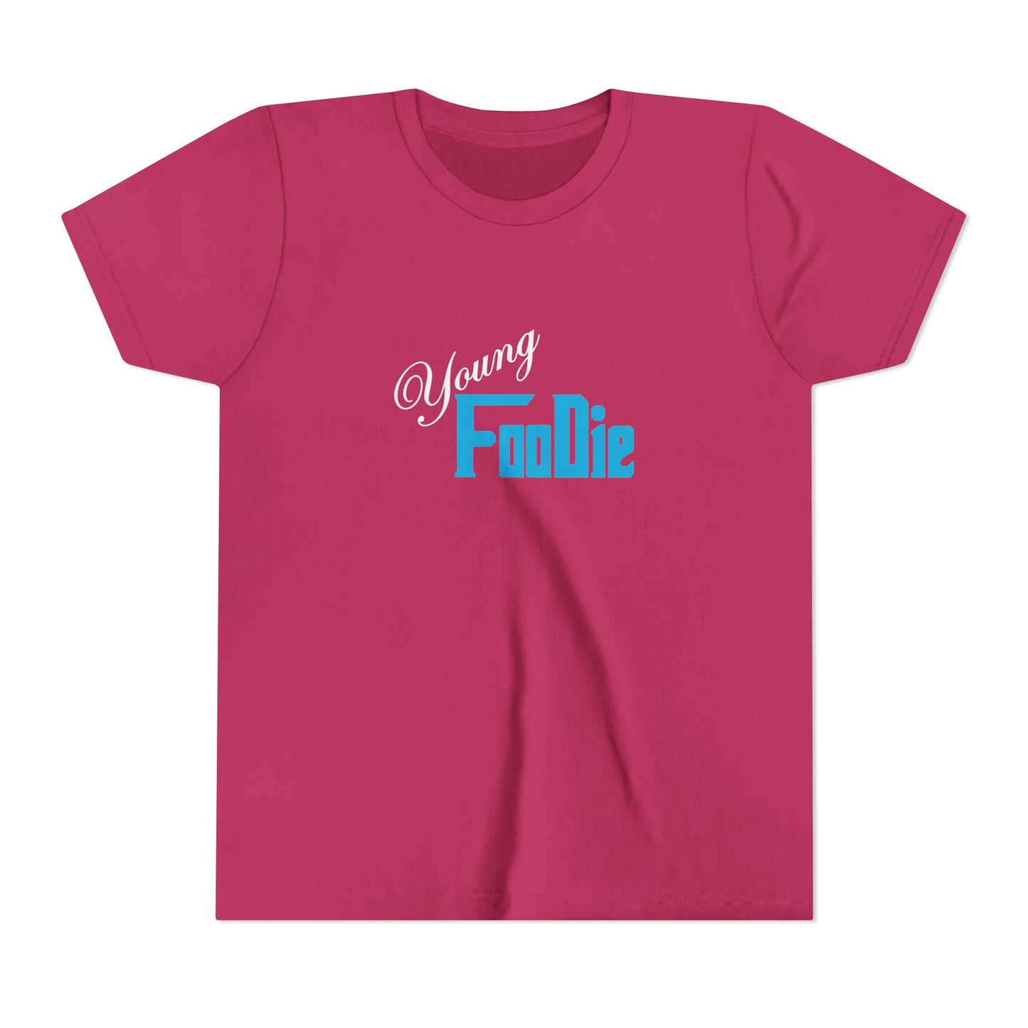 L.O.E.F White Young Foodie Youth Short Sleeve Tee (Neon Blue)