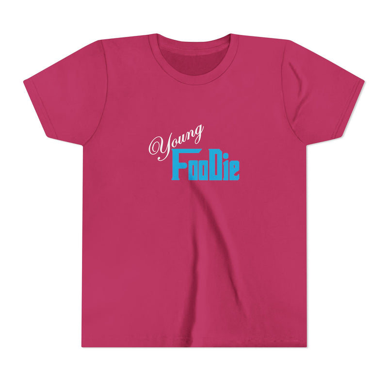 L.O.E.F White Young Foodie Youth Short Sleeve Tee (Neon Blue)