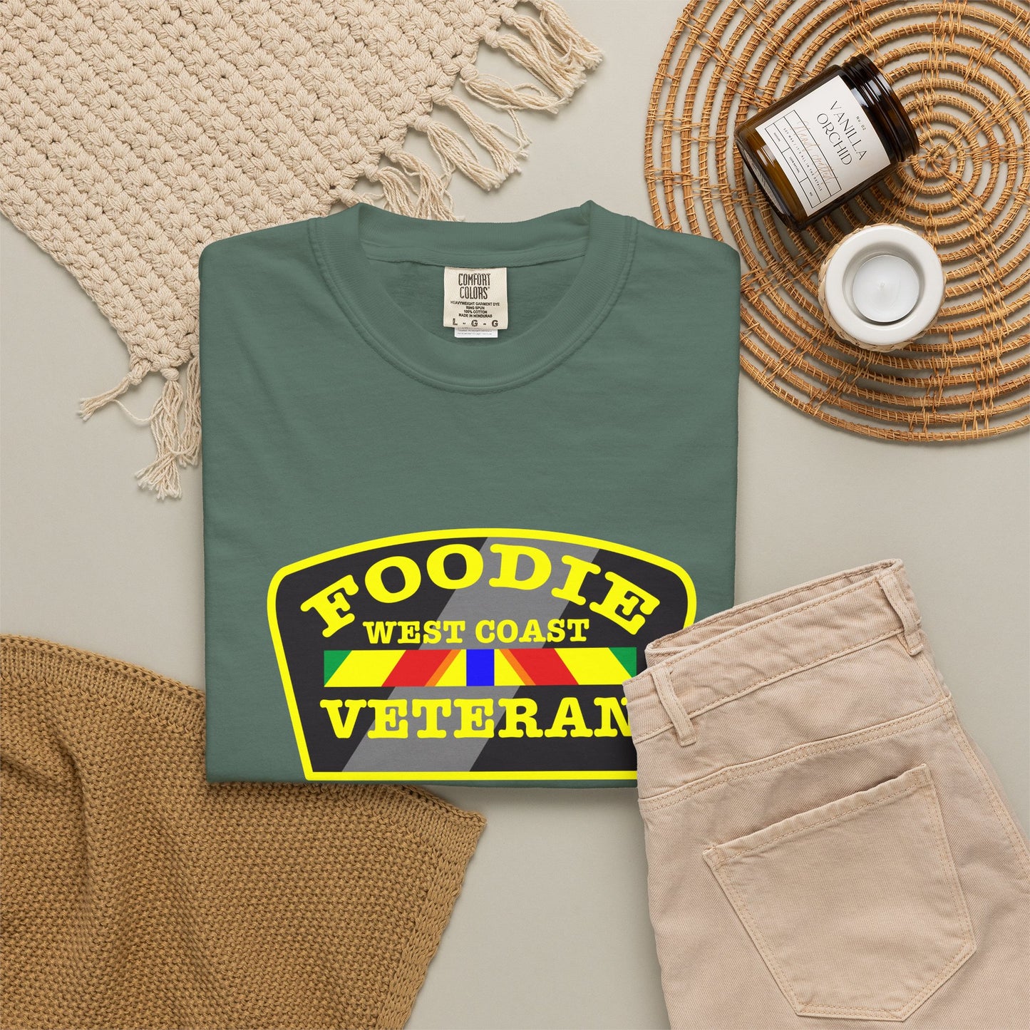 L.O.E.F Foodie Veteran WEST COAST Unisex Tee Shirt (Yellow)