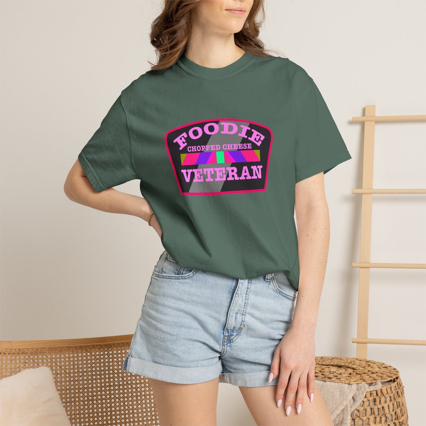 L.O.E.F Foodie Veteran Chopped Cheese Unisex Tee Shirt (Pink)