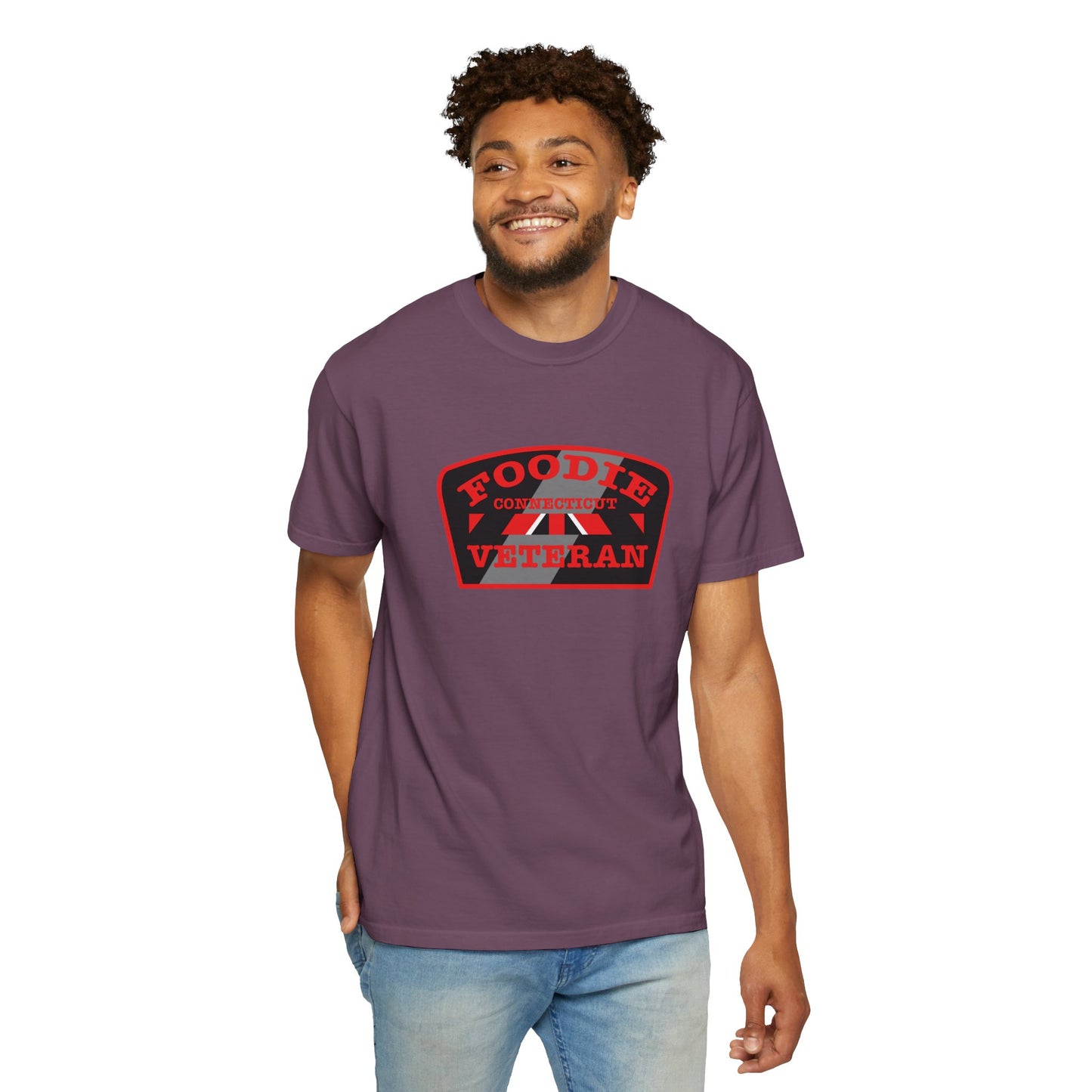 L.O.E.F Foodie Veteran CONNECTICUT Unisex Tee Shirt (Red)