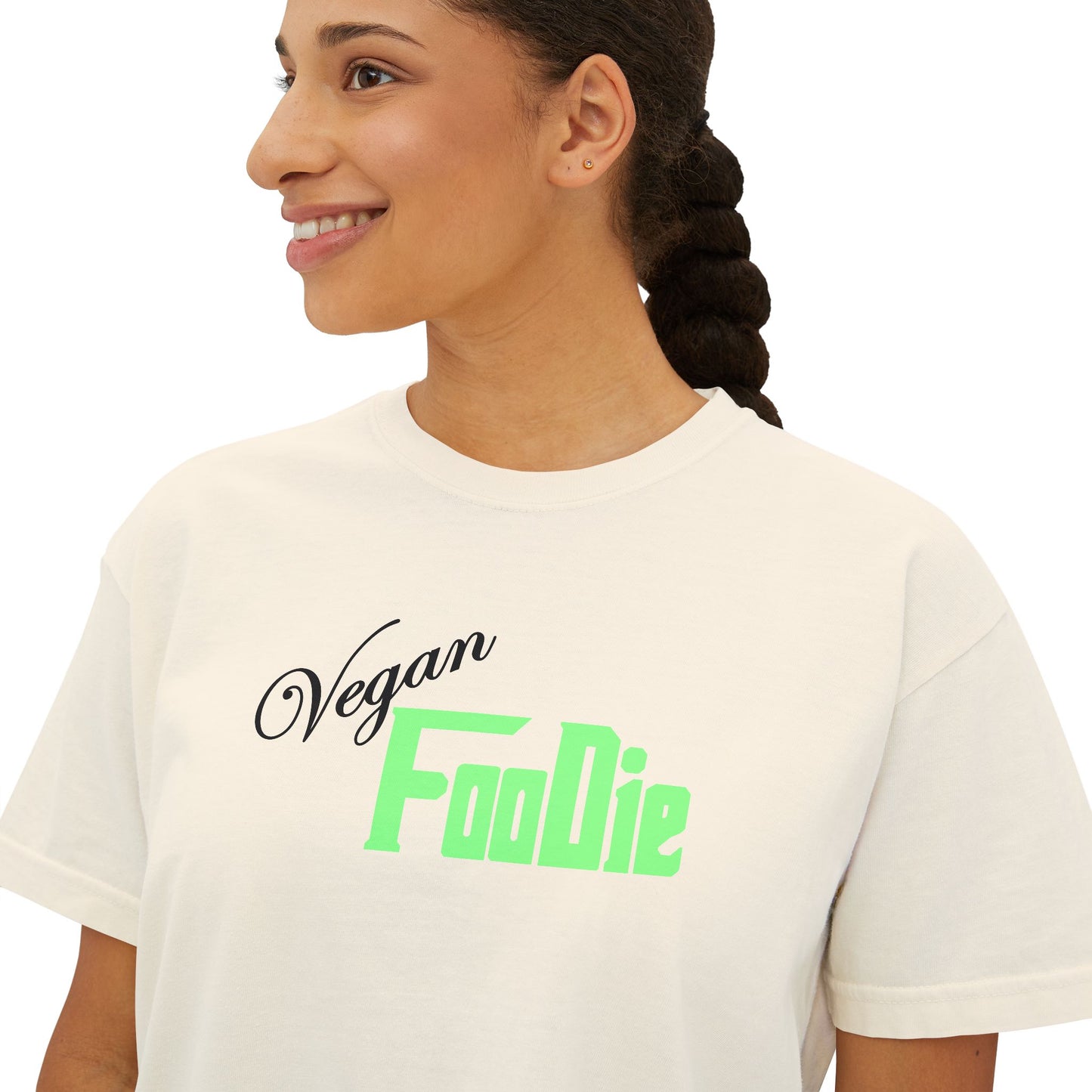 L.OE.F Women Vegan Foodie Boxy Tee (Mint Green)