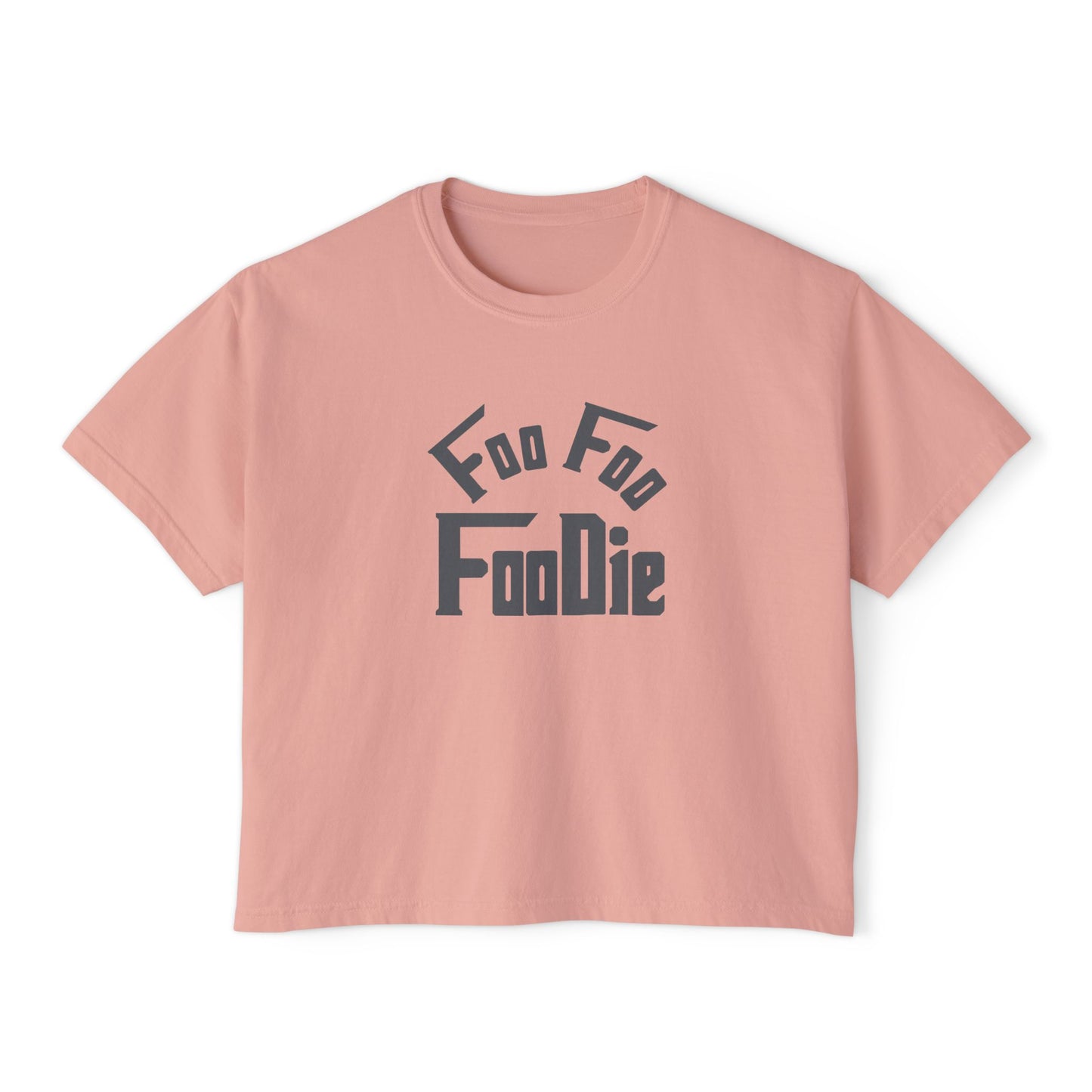 L.O.E.F FOO FOO FOODIE Women Boxy Tee(Dark Gray)