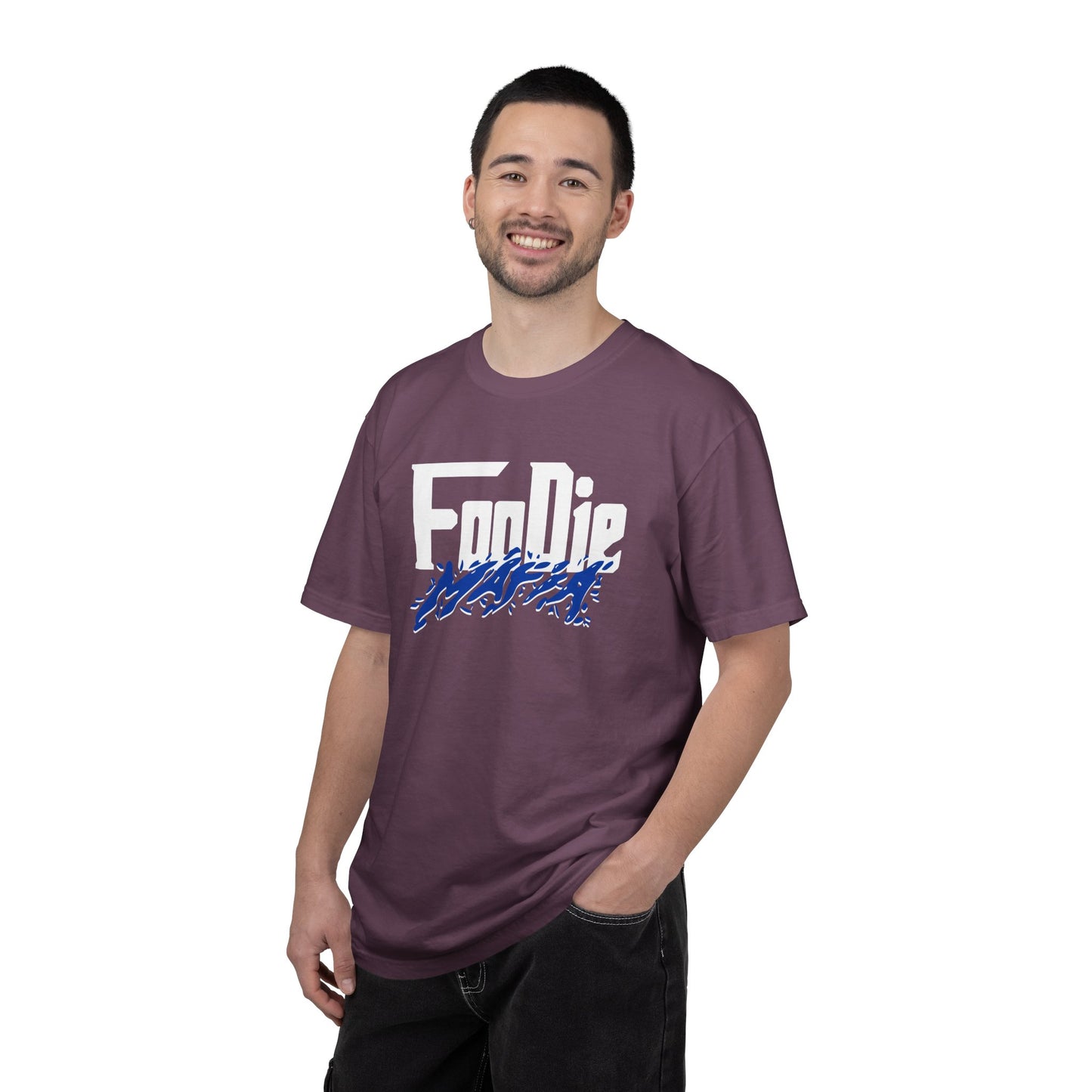 L.O.E.F White Foodie Mafia Unisex Tee Shirt (Cobalt Blue)