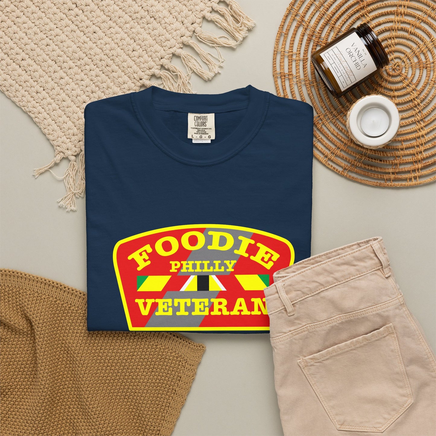L.O.E.F Foodie Veteran PHILLY Unisex Tee Shirt (Yellow)