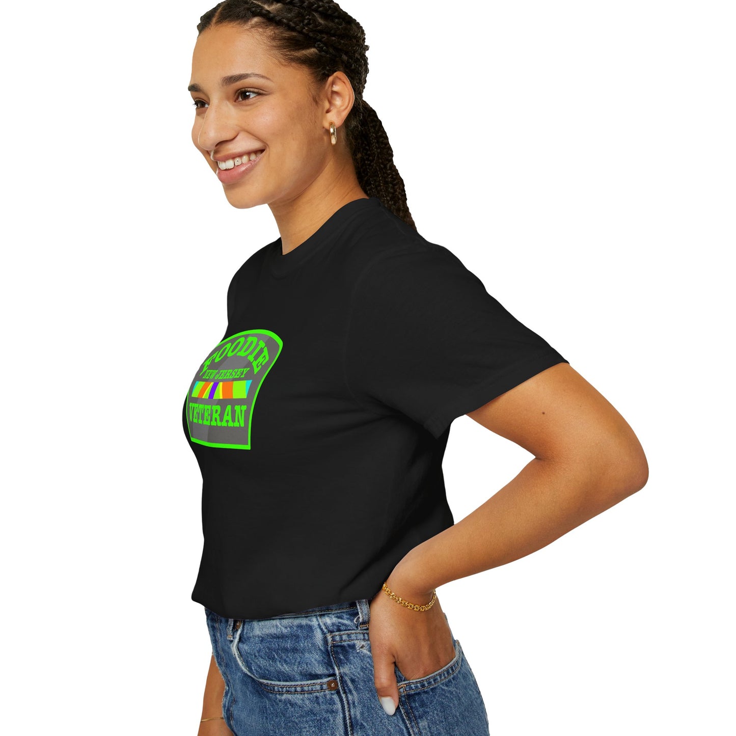 L.O.E.F Foodie Veteran NEW JERSEY Unisex Tee Shirt (Neon Green)