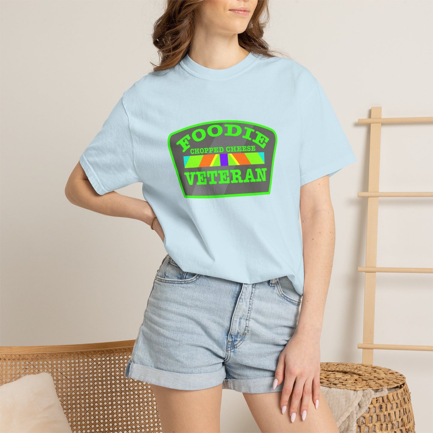 L.O.E.F Foodie Veteran Chopped Cheese Unisex Tee Shirt (Neon Green)