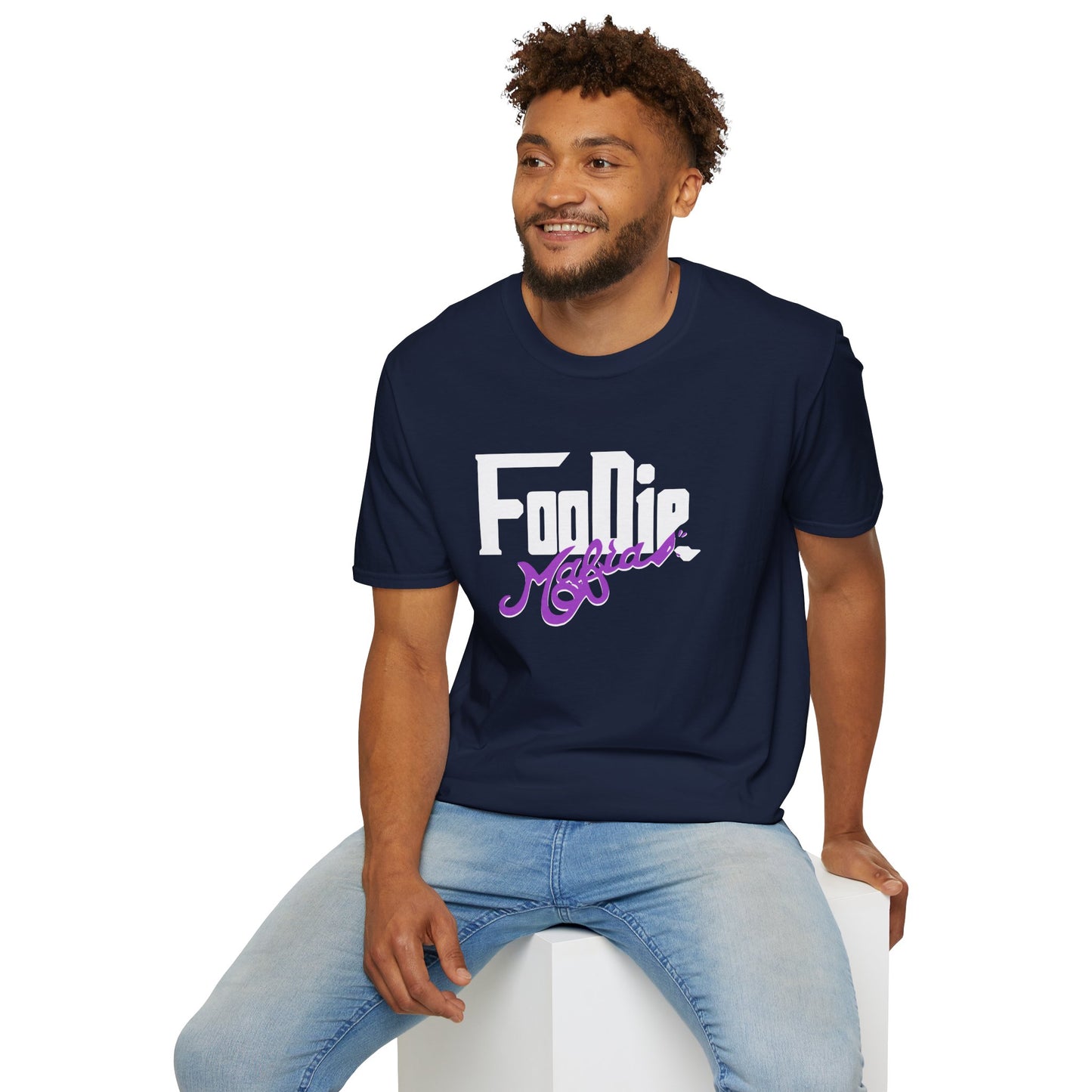 L.O.E.F White Foodie Mafia Unisex Tee Shirt  (Purple)