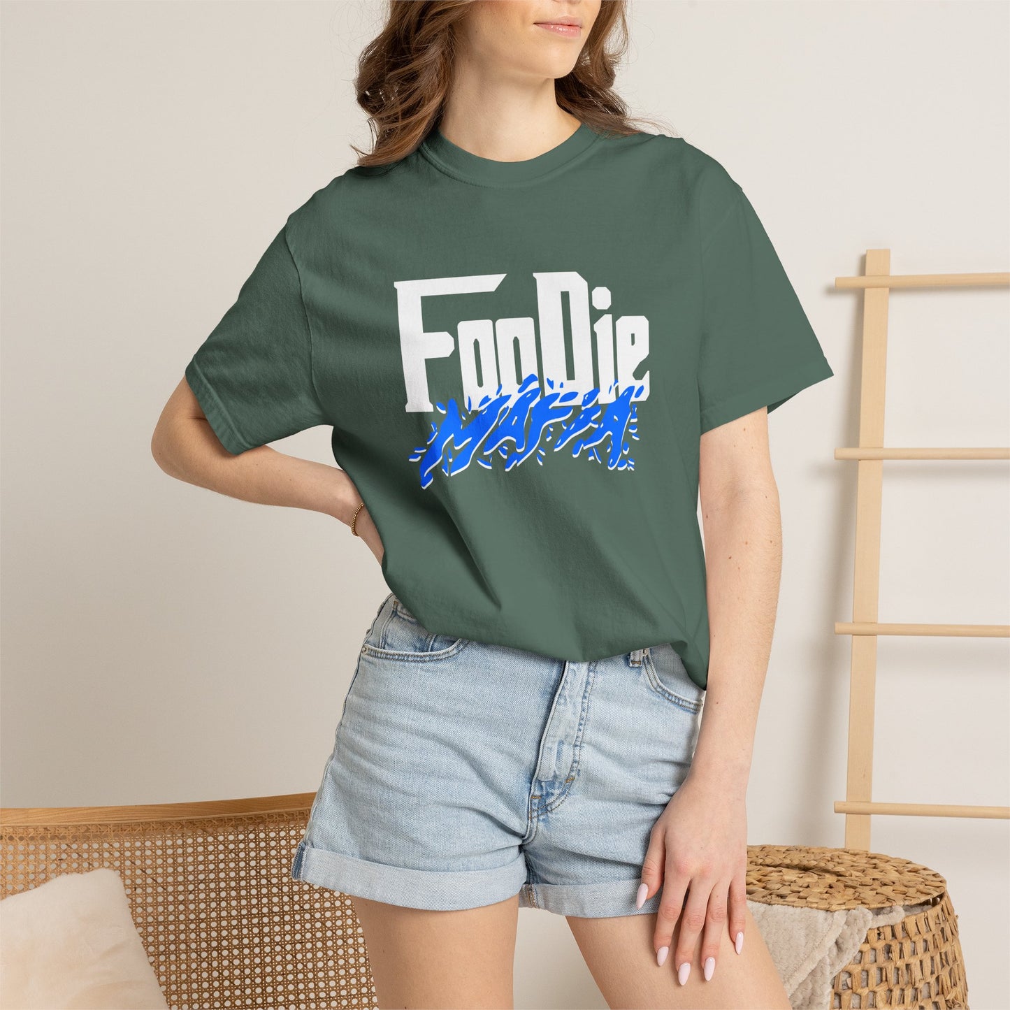 L.O.E.F White Foodie Mafia Unisex Tee Shirt (Blue)