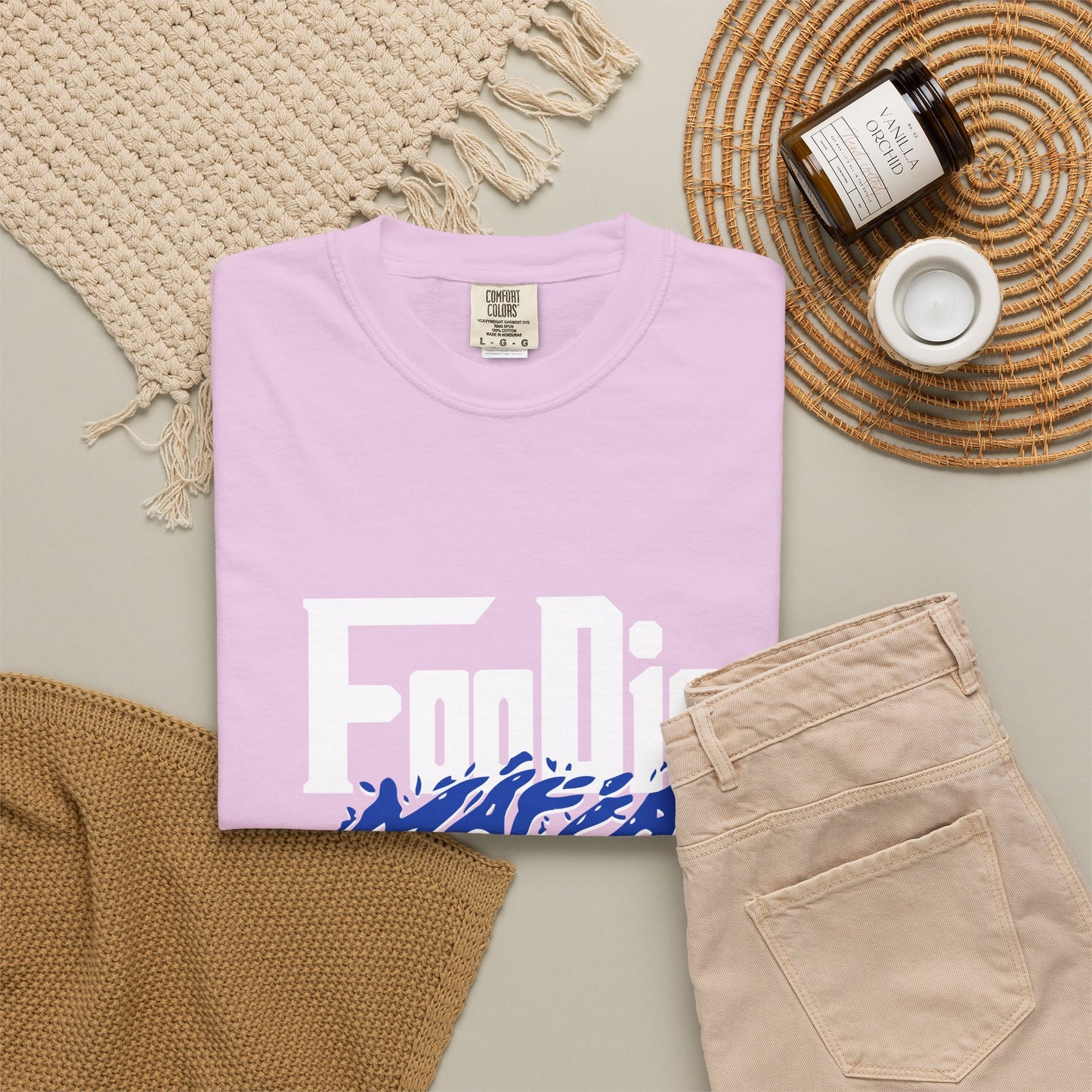 L.O.E.F White Foodie Mafia Unisex Tee shirt (Cobalt Blue)