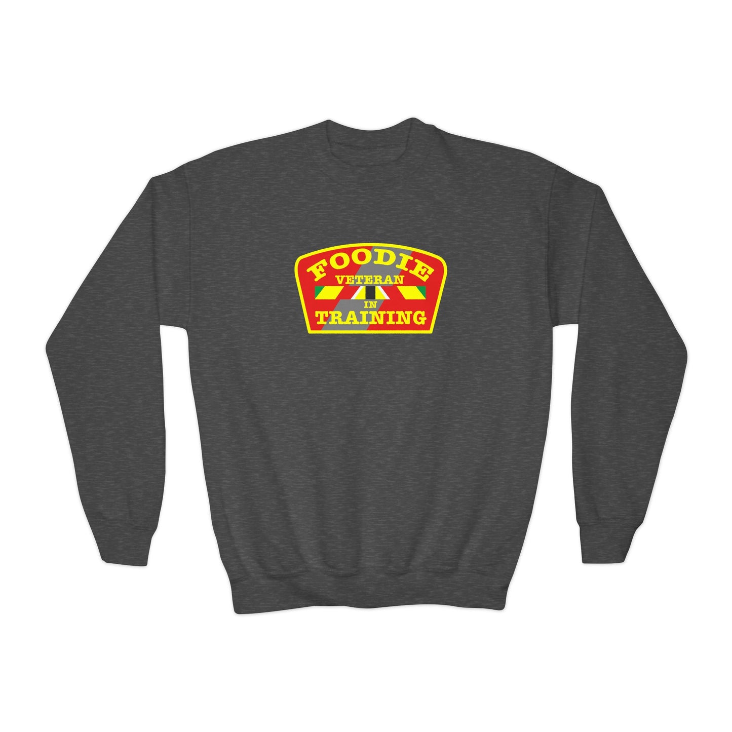 L.O.E.F Foodie Veteran In Training Kids Sweatshirt (Yellow and Red)