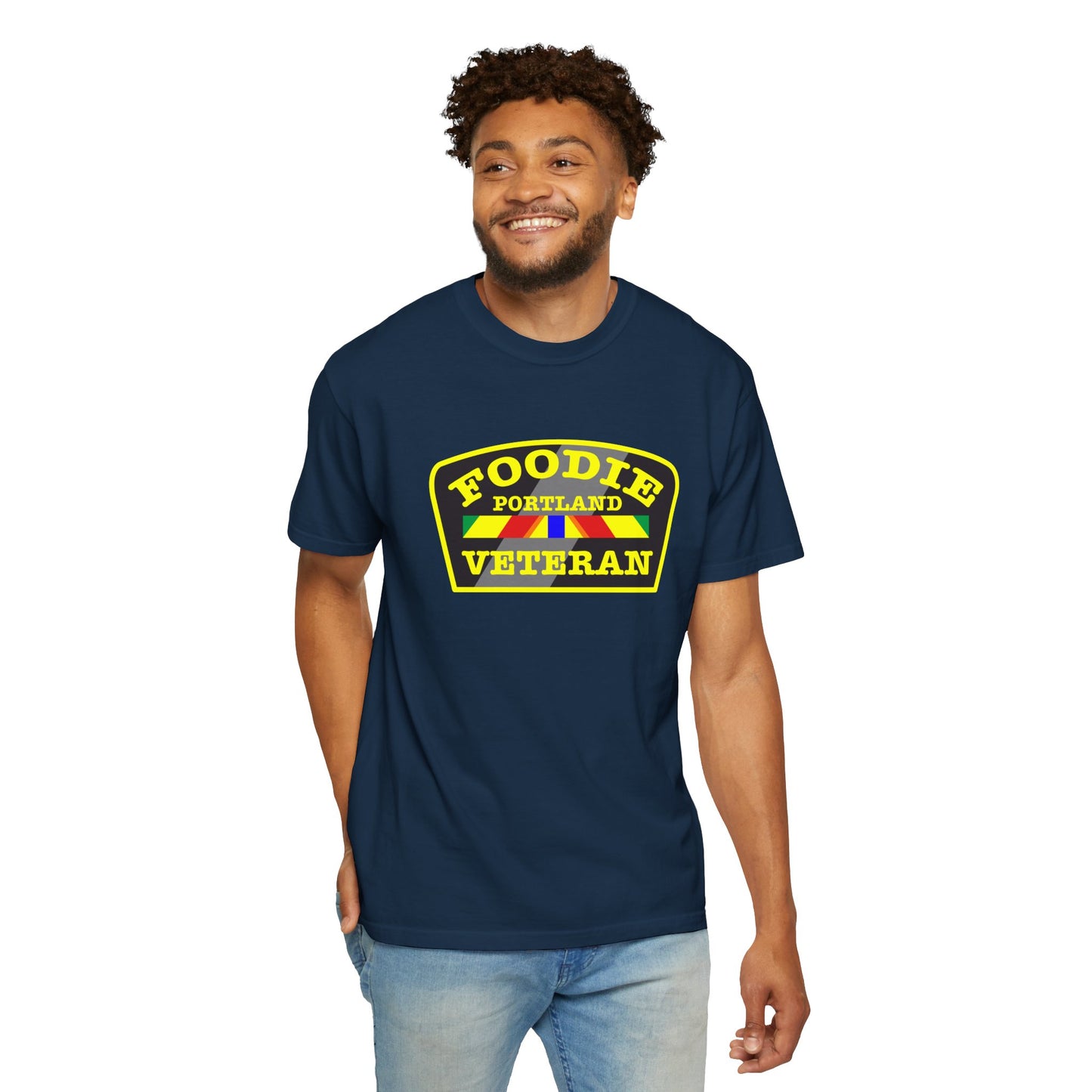 L.O.E.F Foodie Veteran PORTLAND Unisex Tee Shirt (Yellow)