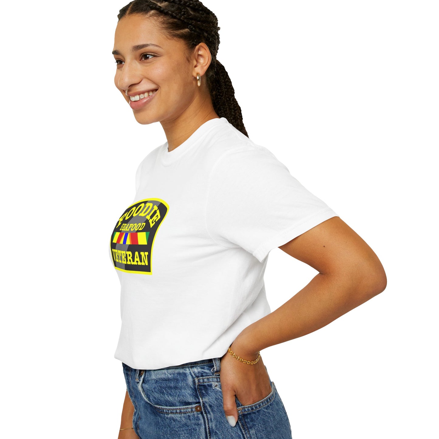 L.O.E.F Foodie Veteran SEAFOOD Unisex Tee Shirt (Yellow)