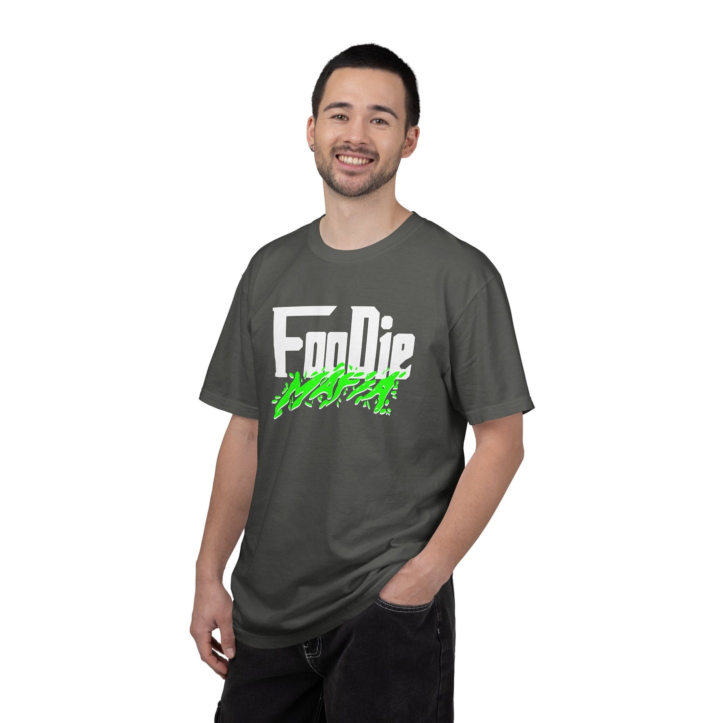 L.O.E.F White Foodie Mafia Unisex Tee Shirt (Neon Green)