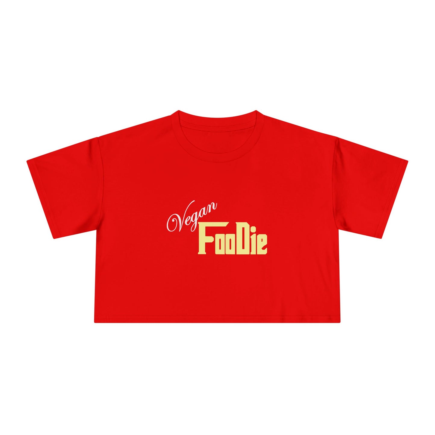 L.O.E.F Women Vegan Foodie Crop Tee (Light Yellow)