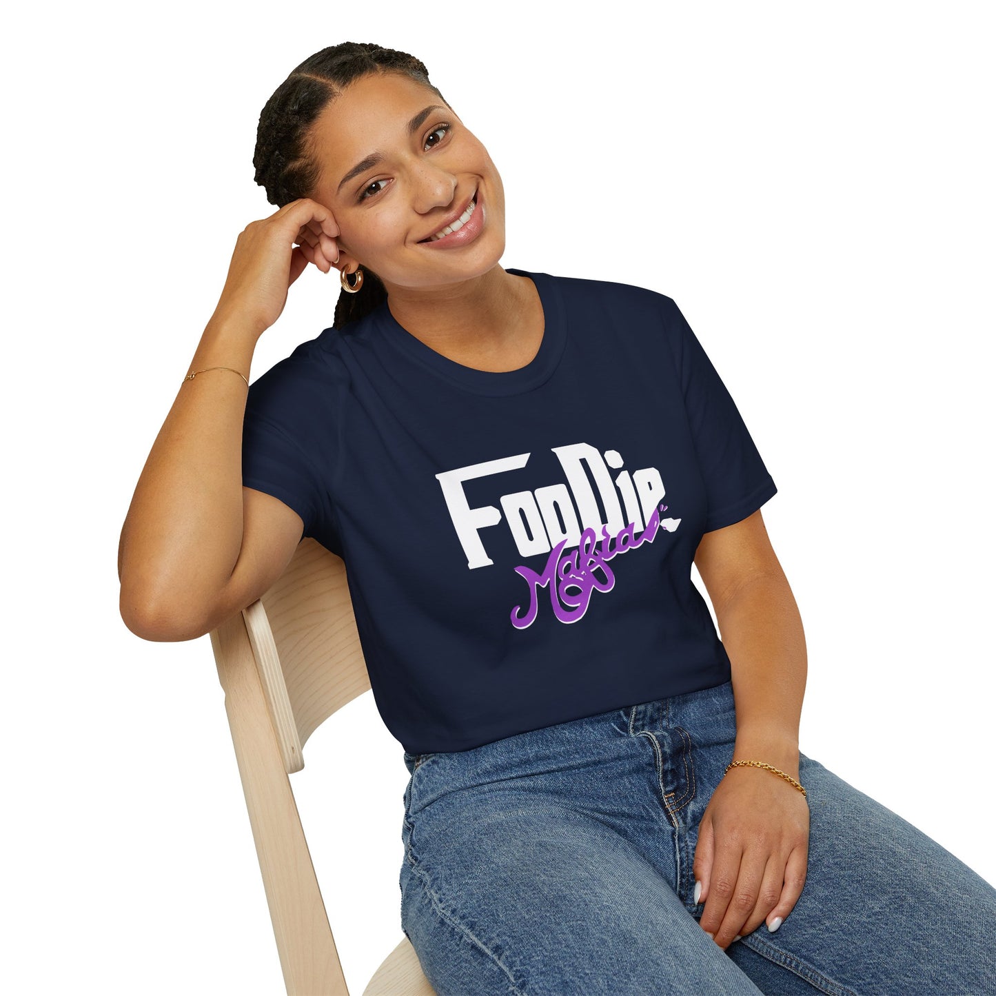 L.O.E.F White Foodie Mafia Unisex Tee Shirt  (Purple)