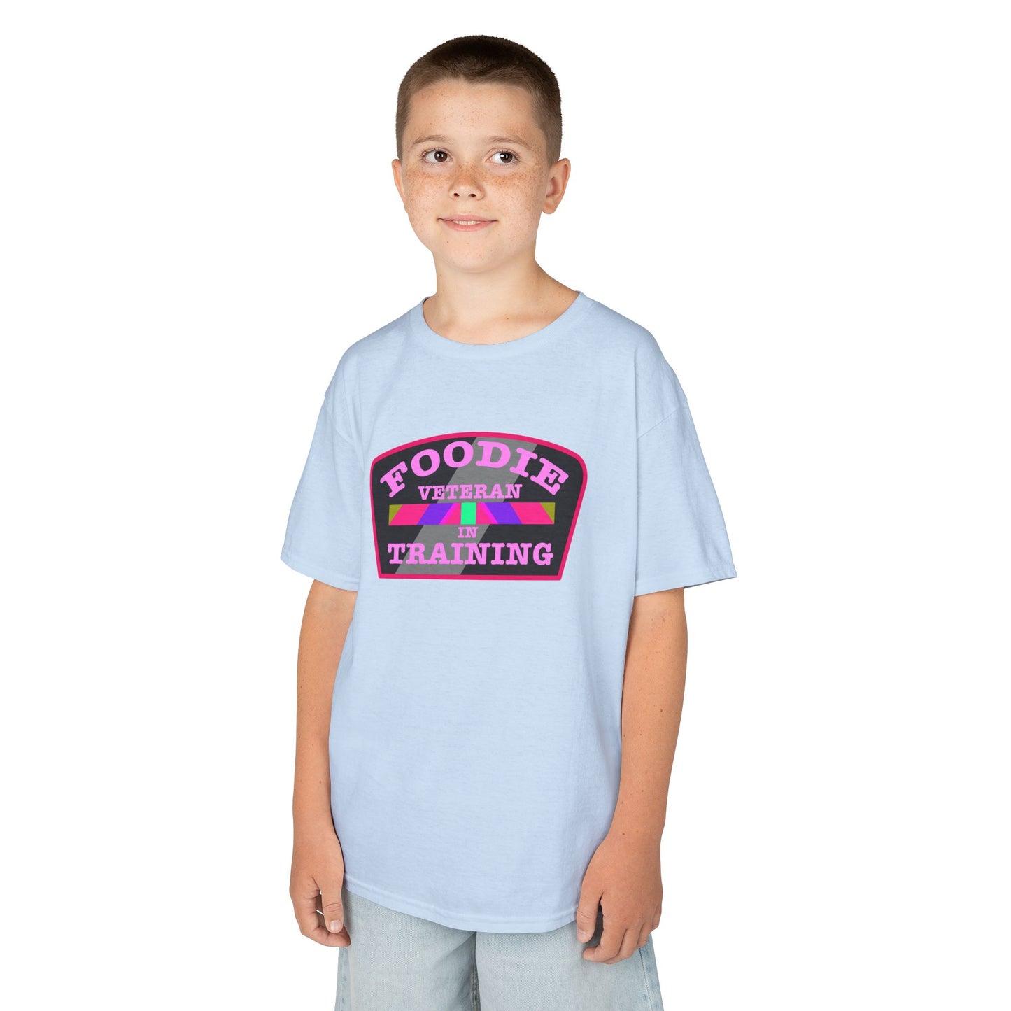 L.O.E.F Foodie Veteran In Training Kids Tee Shirt (Pink)
