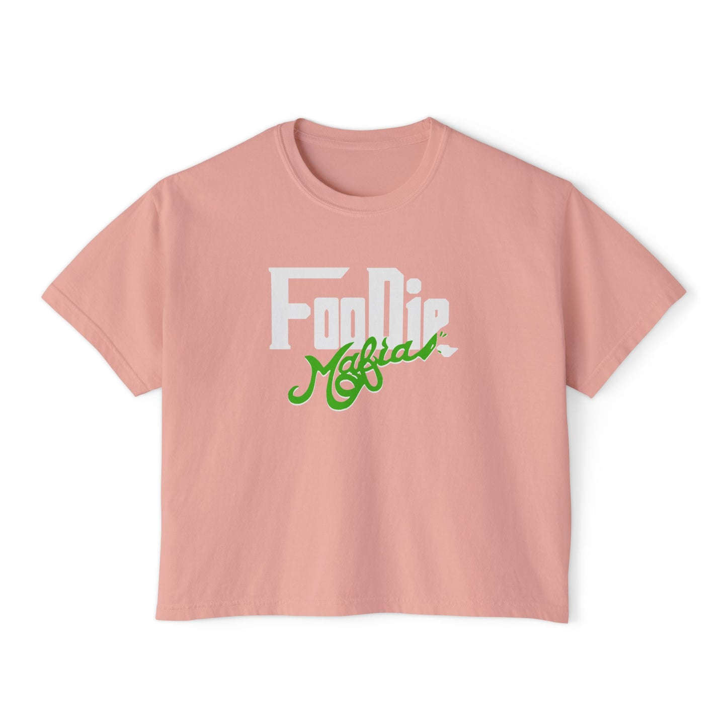 L.O.E.F White Foodie Mafia Women Boxy Tee (Kelly Green)