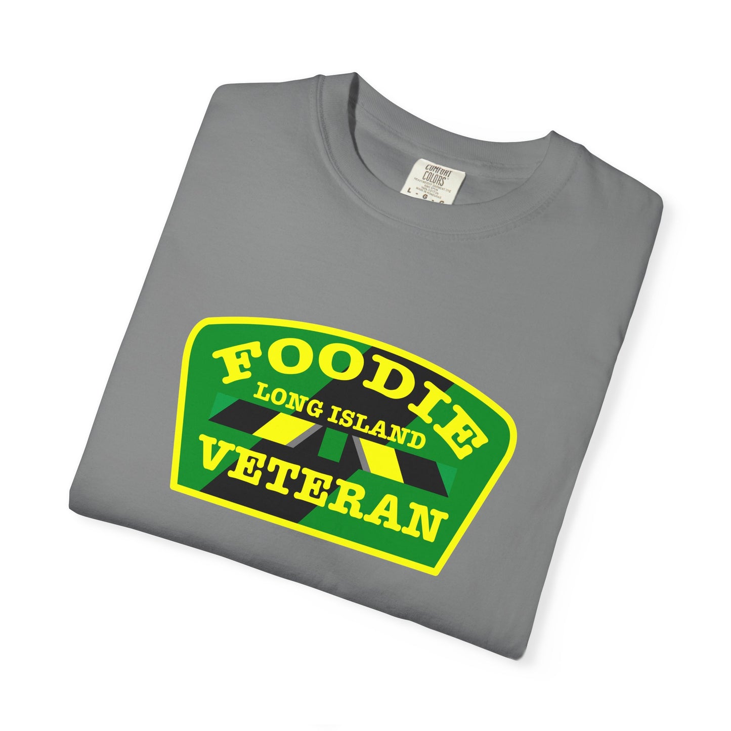 L.O.E.F Foodie Veteran Long Island Unisex Tee Shirt (Yellow and Green)