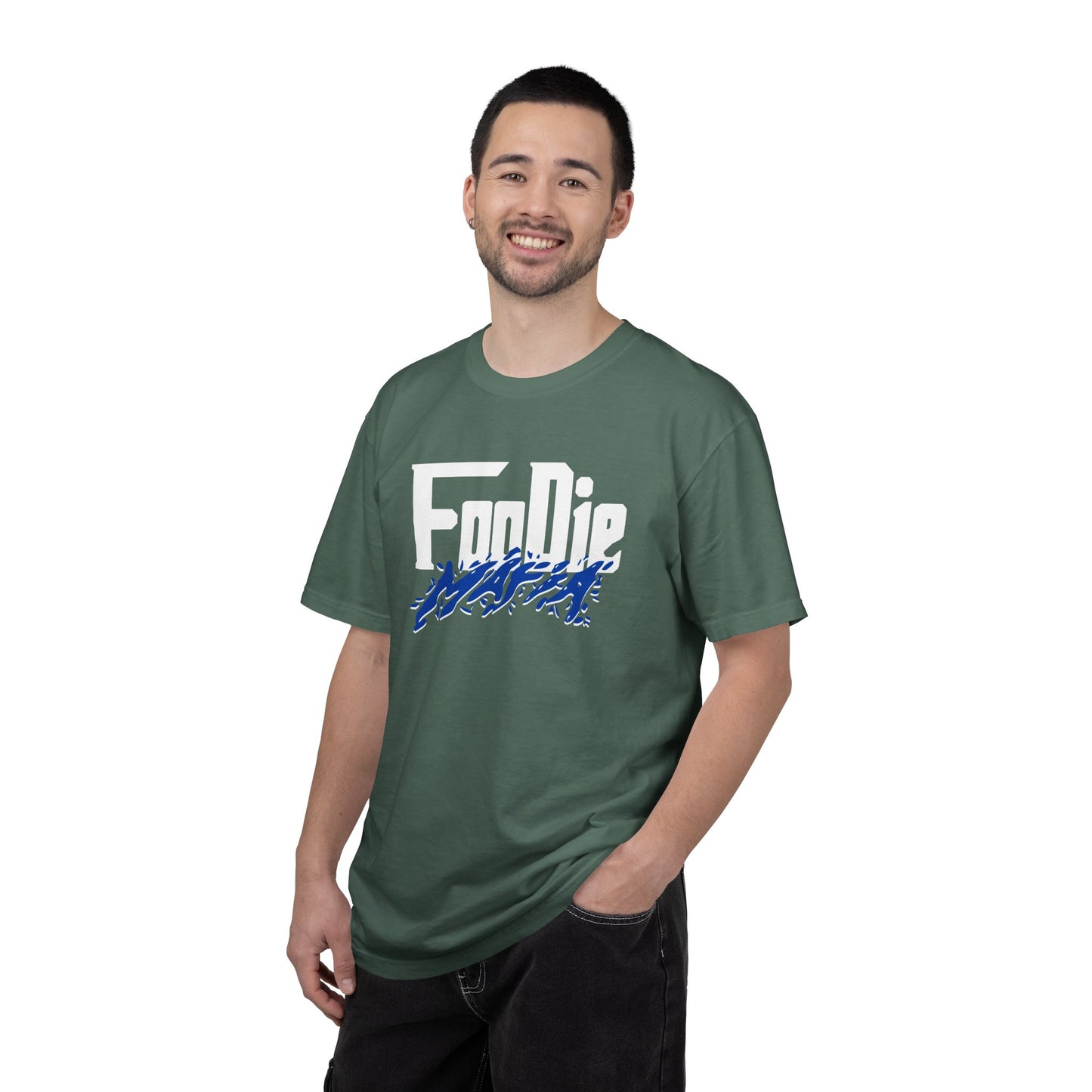 L.O.E.F White Foodie Mafia Unisex Tee Shirt (Cobalt Blue)