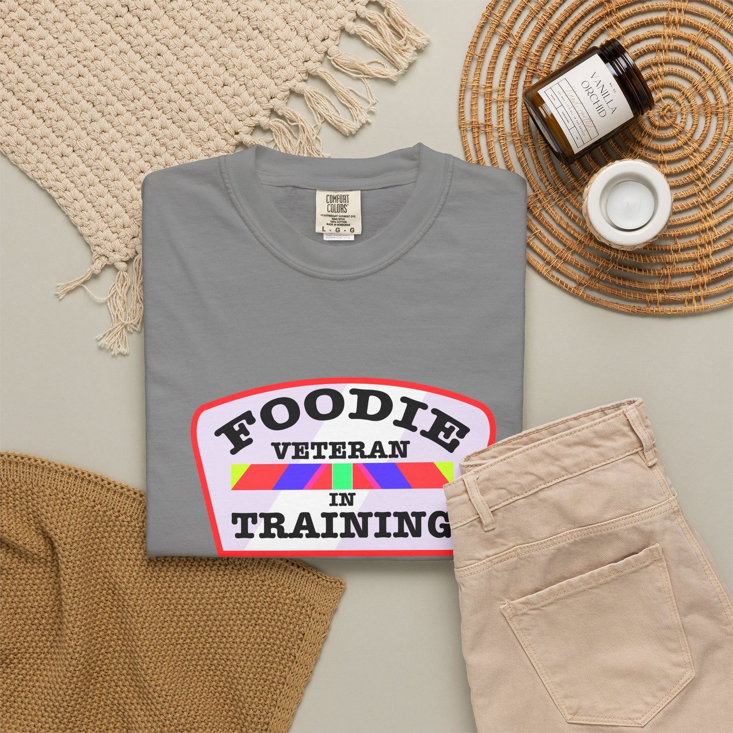L.O.E.F Foodie Veteran IN TRAINING Unisex Tee Shirt (Soft Pink)