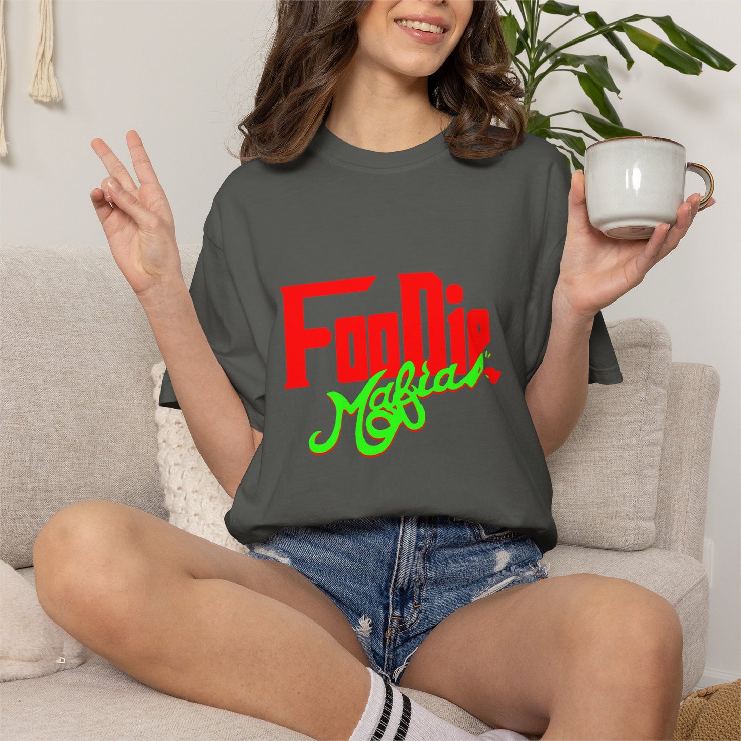 L.O.E.F Red Foodie Mafia Unisex Tee Shirt (Neon Green)
