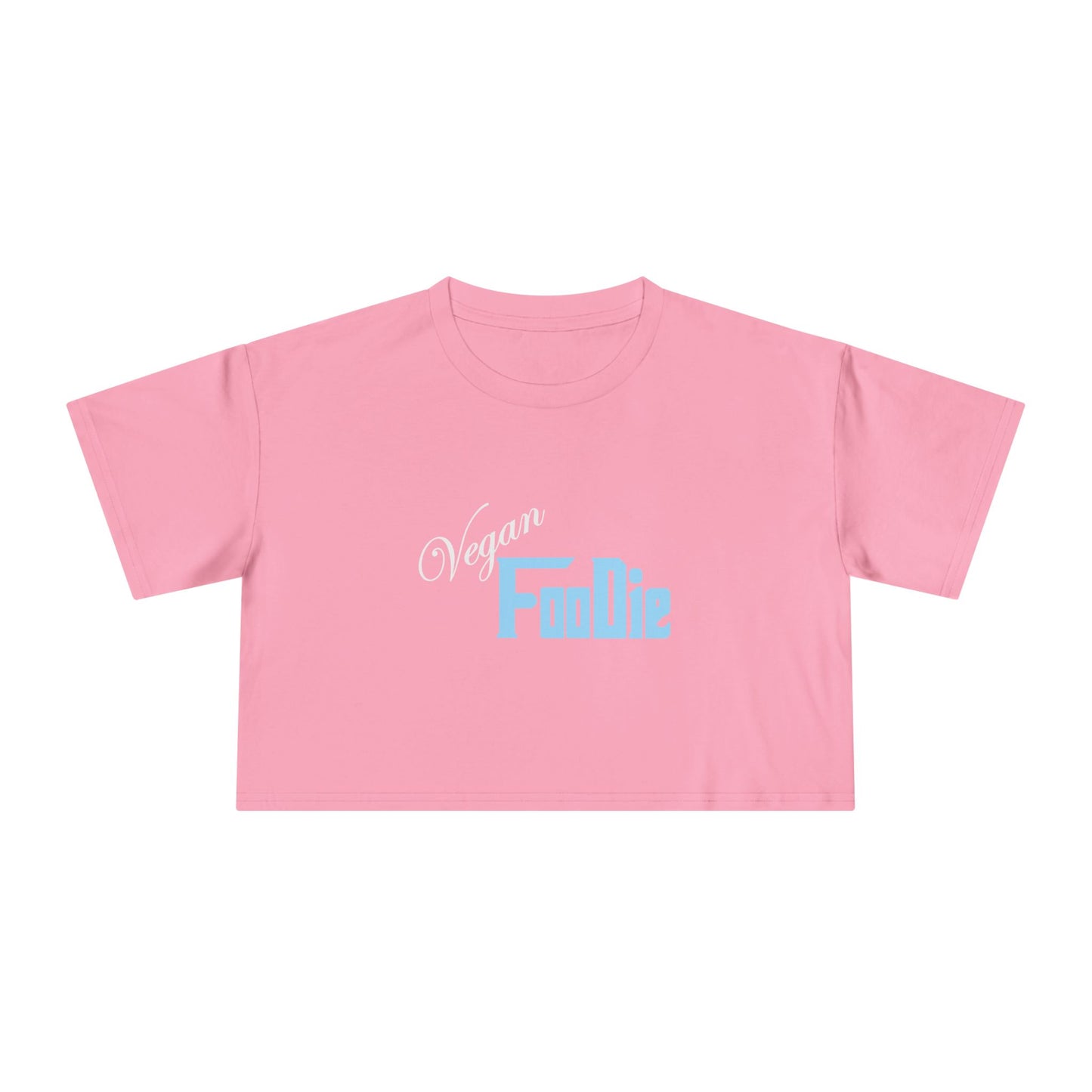 L.O.E.F Women Vegan Foodie Crop Tee (Light Blue)