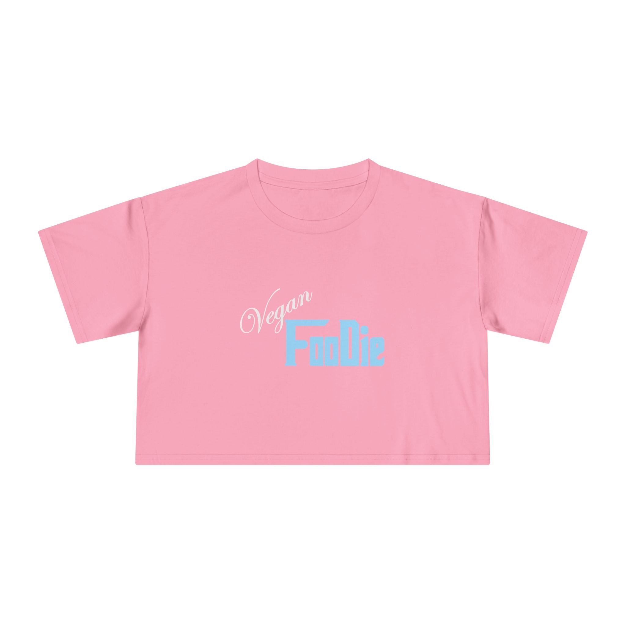 L.O.E.F Women Vegan Foodie Crop Tee (Light Blue)