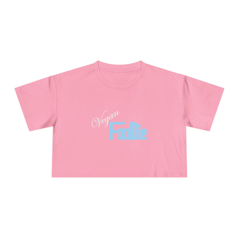 L.O.E.F Women Vegan Foodie Crop Tee (Light Blue)