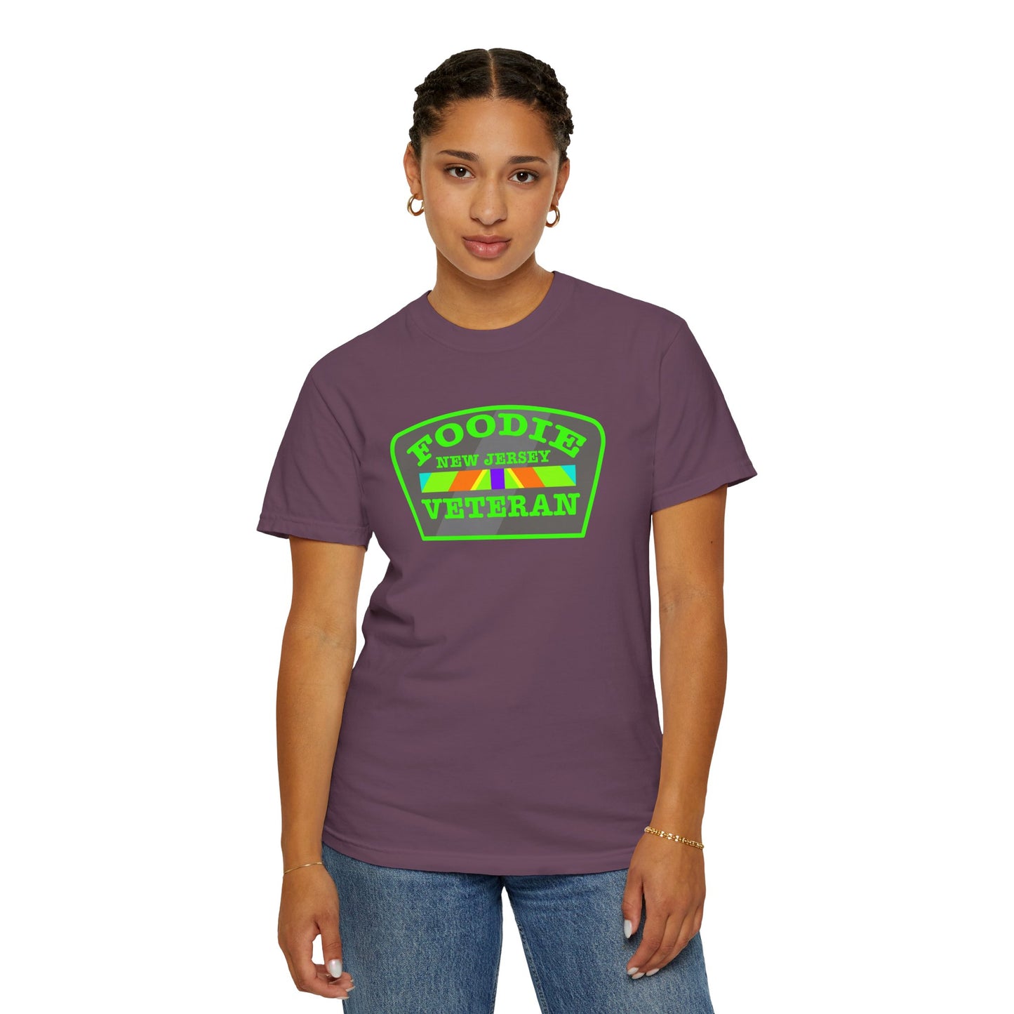 L.O.E.F Foodie Veteran NEW JERSEY Unisex Tee Shirt (Neon Green)