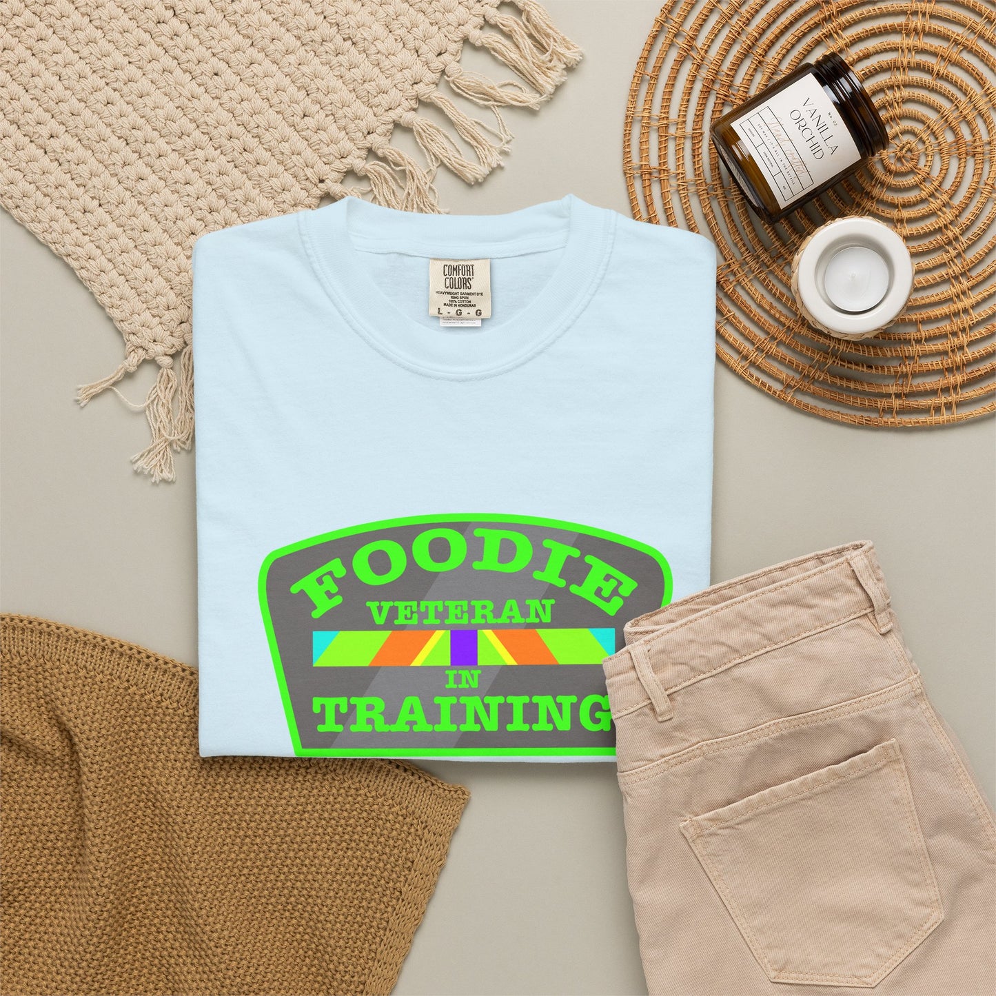 L.O.E.F Foodie Veteran IN TRAINING Unisex Tee Shirt (Neon Green)
